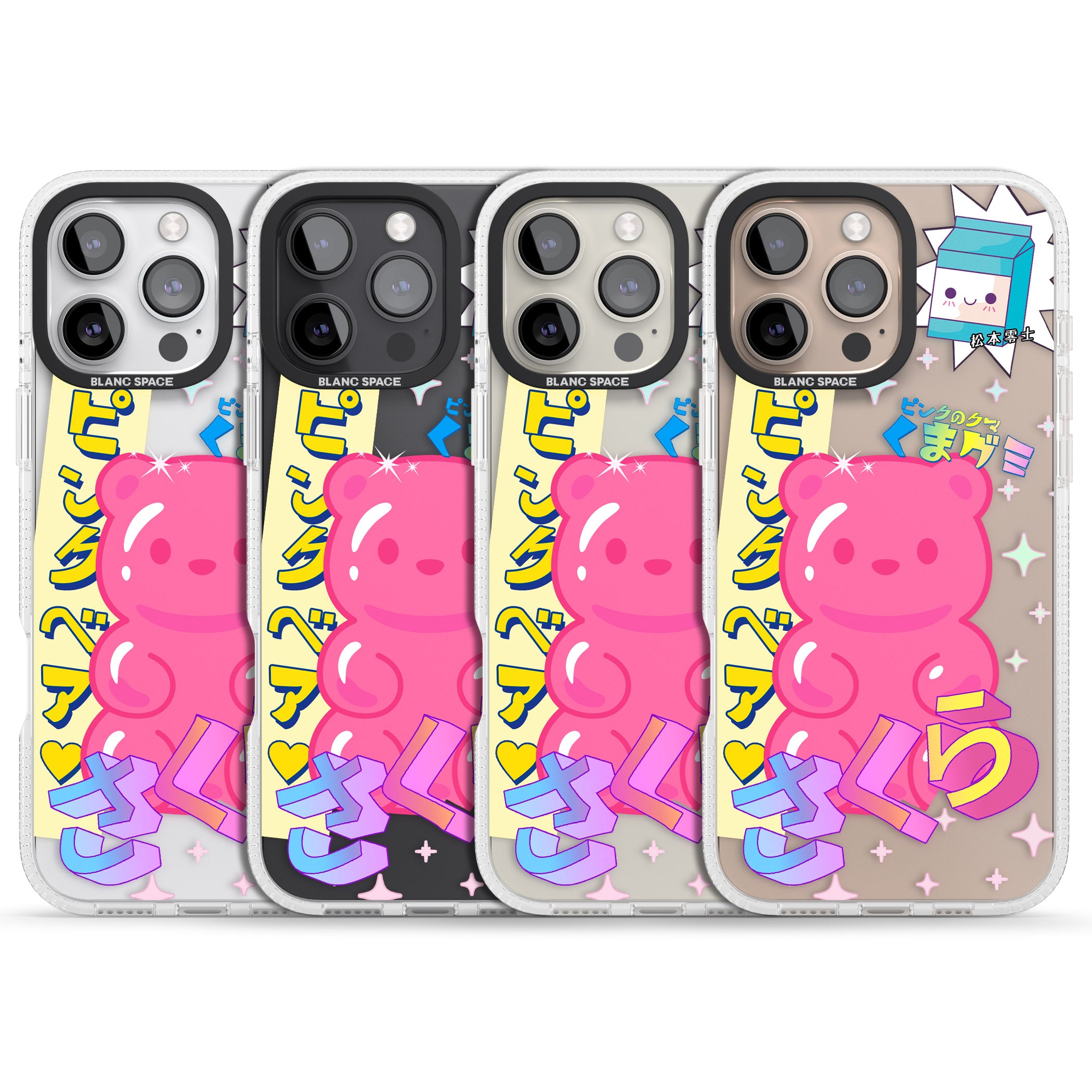 Kawaii Pink Bear Collage iPhone 16 Pro Max / 16 Pro Clear Case Impact Air - Blanc Space