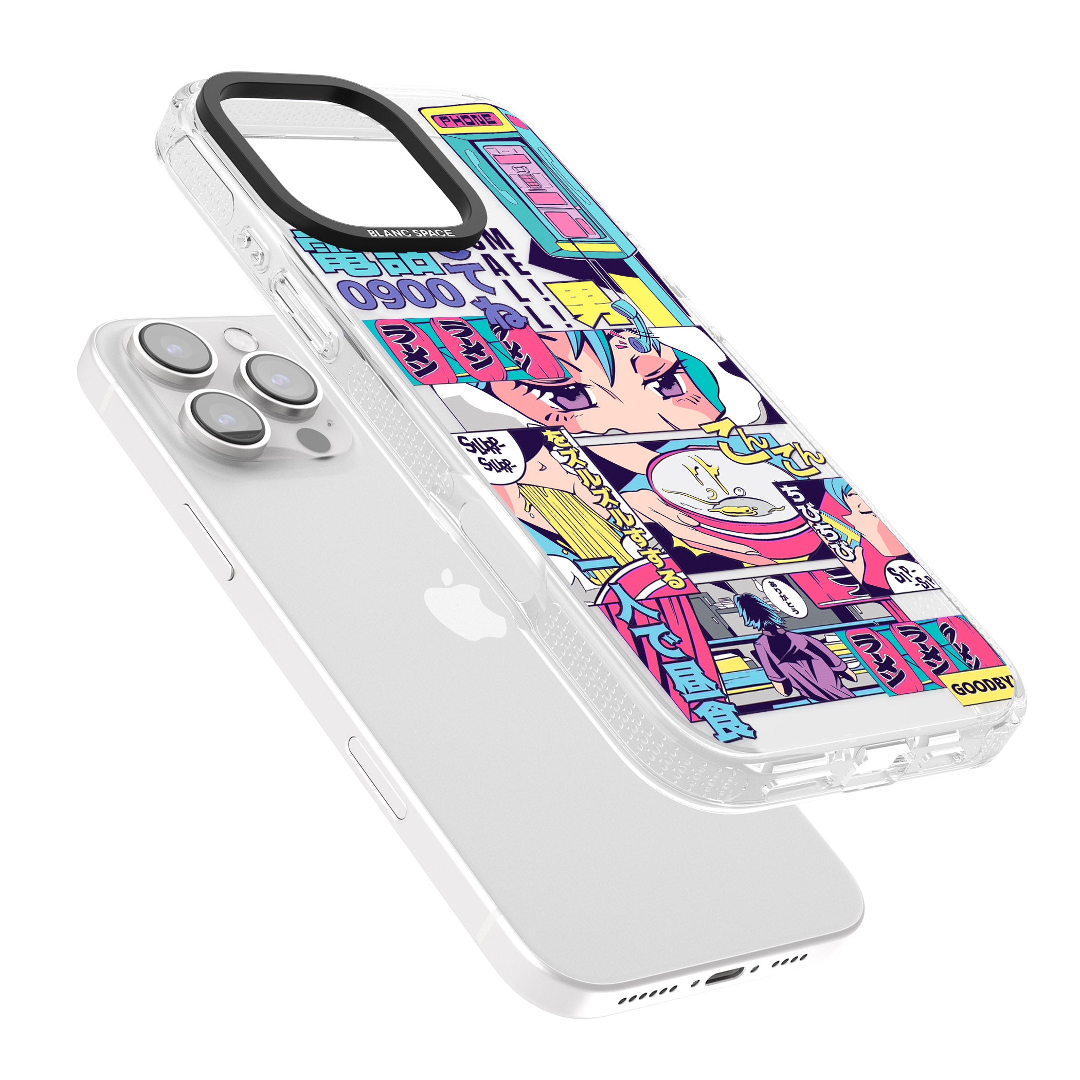 Vibrant Anime Comic iPhone 16 Pro Max / 16 Pro Clear Case Impact Air - Blanc Space