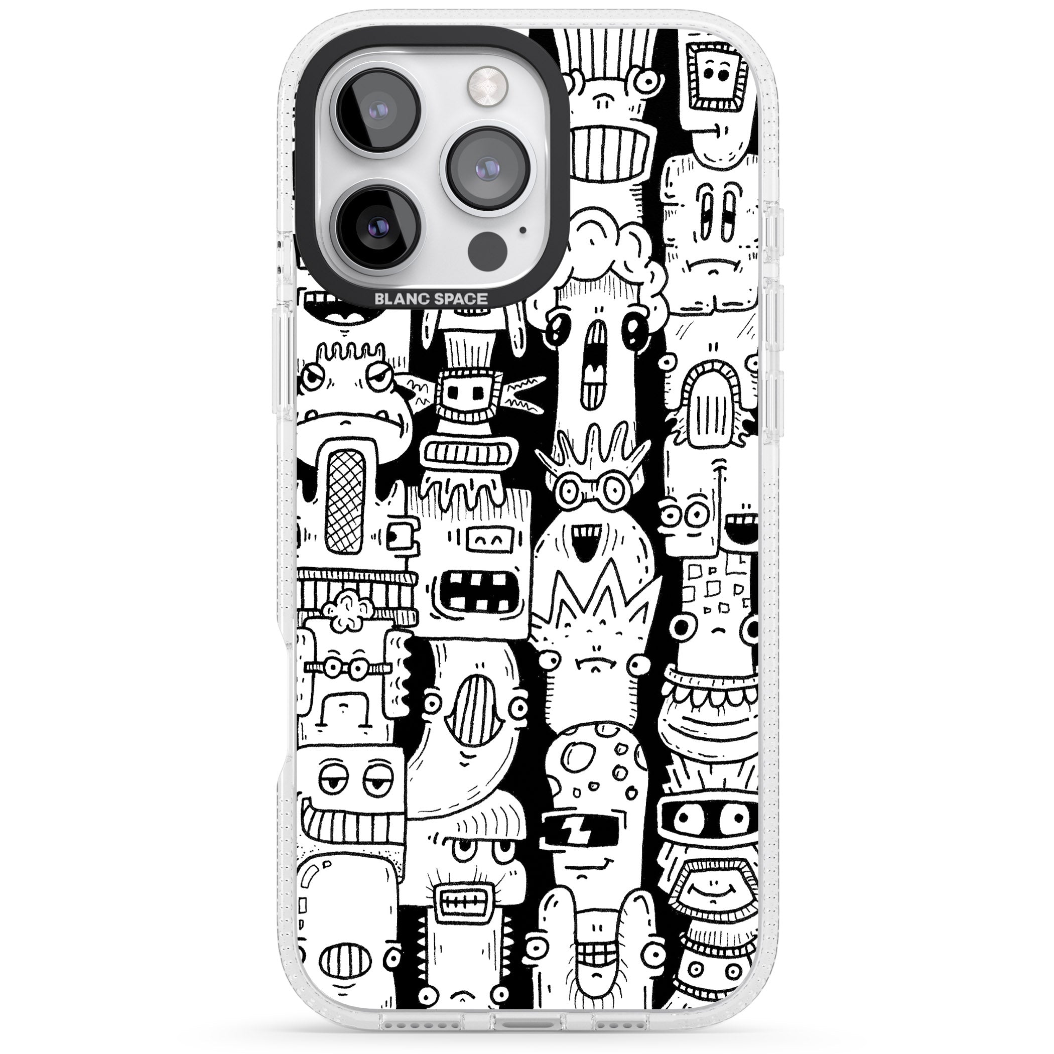 Monochrome Heads iPhone 16 Pro Max / 16 Pro Clear Case Impact Air - Blanc Space
