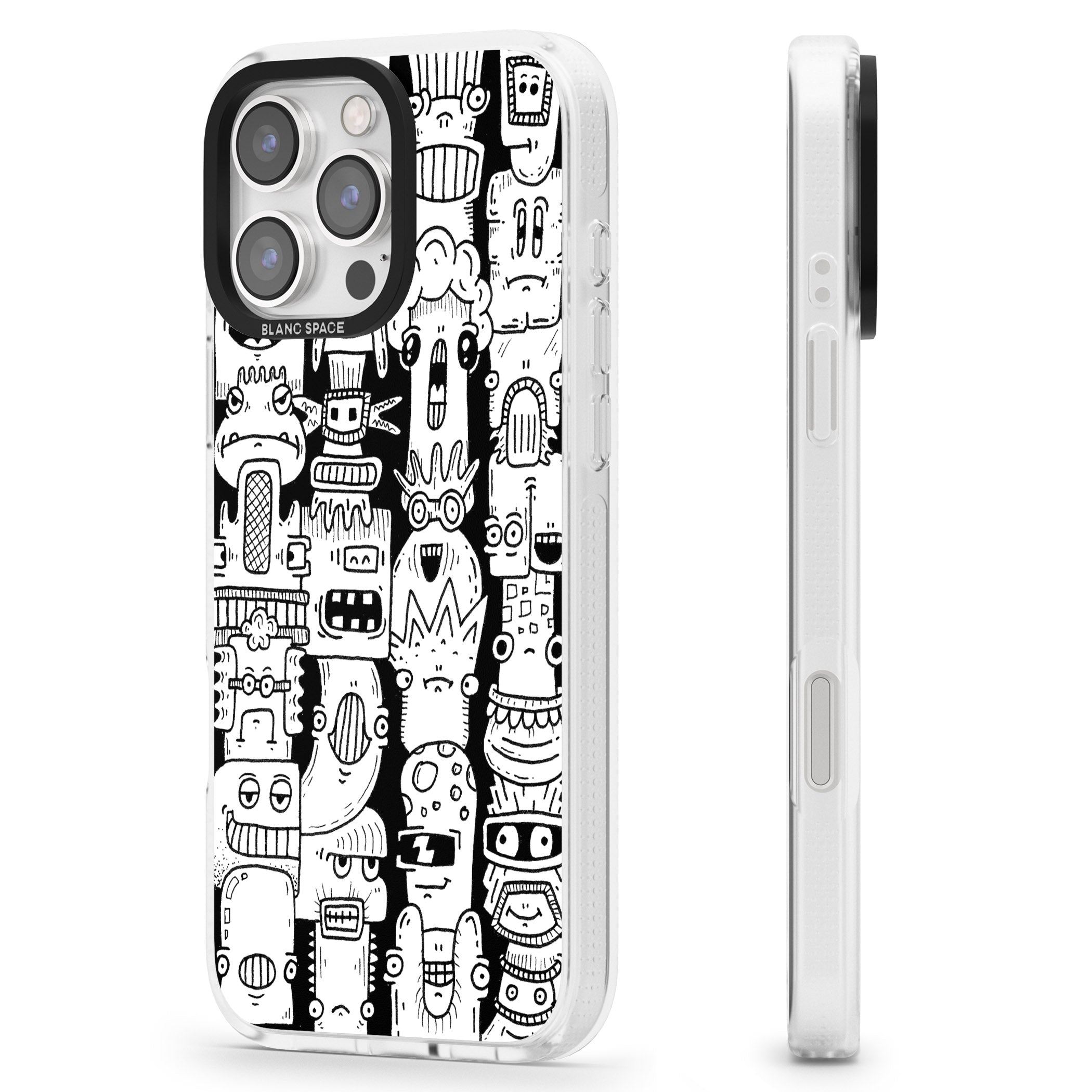 Monochrome Heads iPhone 16 Pro Max / 16 Pro Clear Case Impact Air - Blanc Space