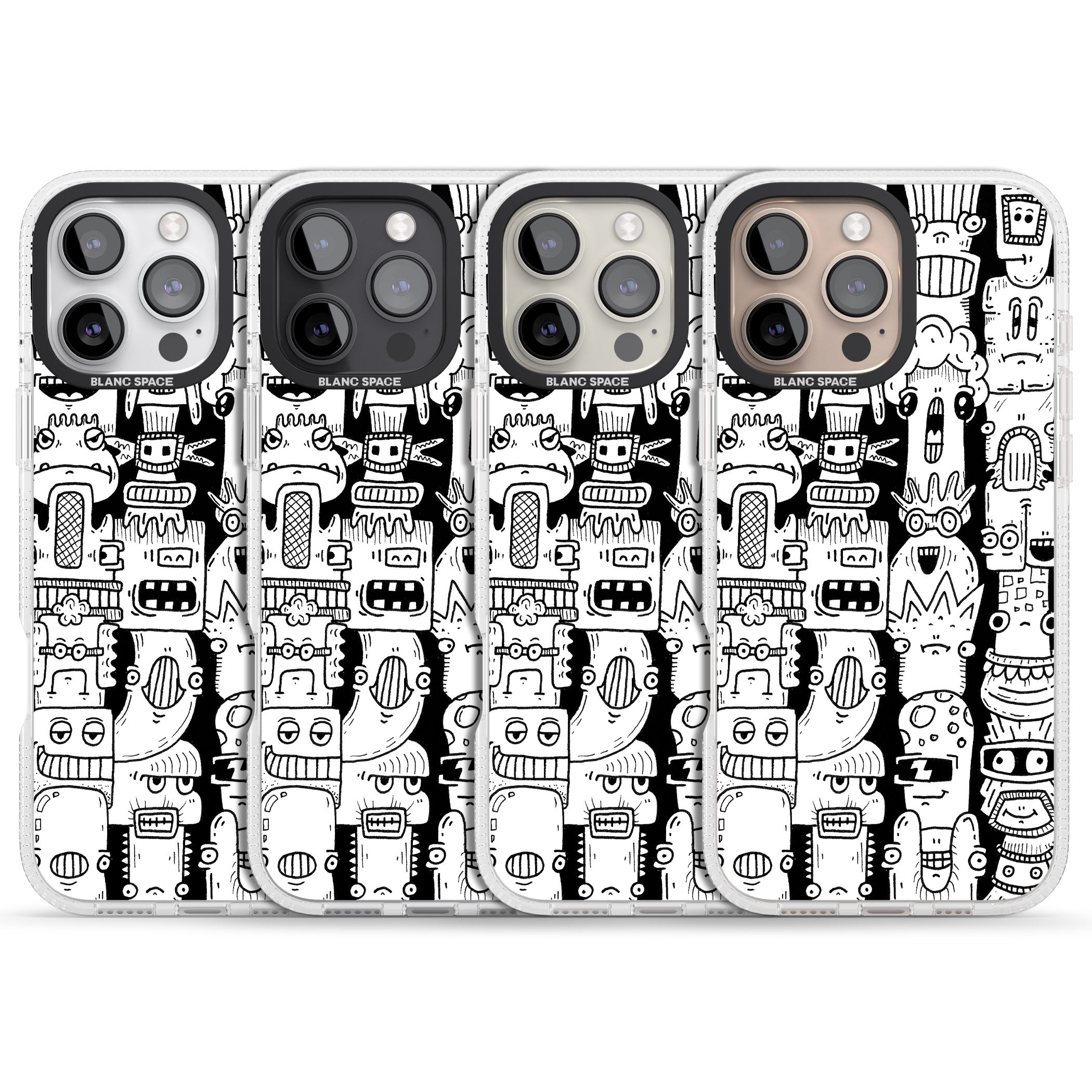 Monochrome Heads iPhone 16 Pro Max / 16 Pro Clear Case Impact Air - Blanc Space