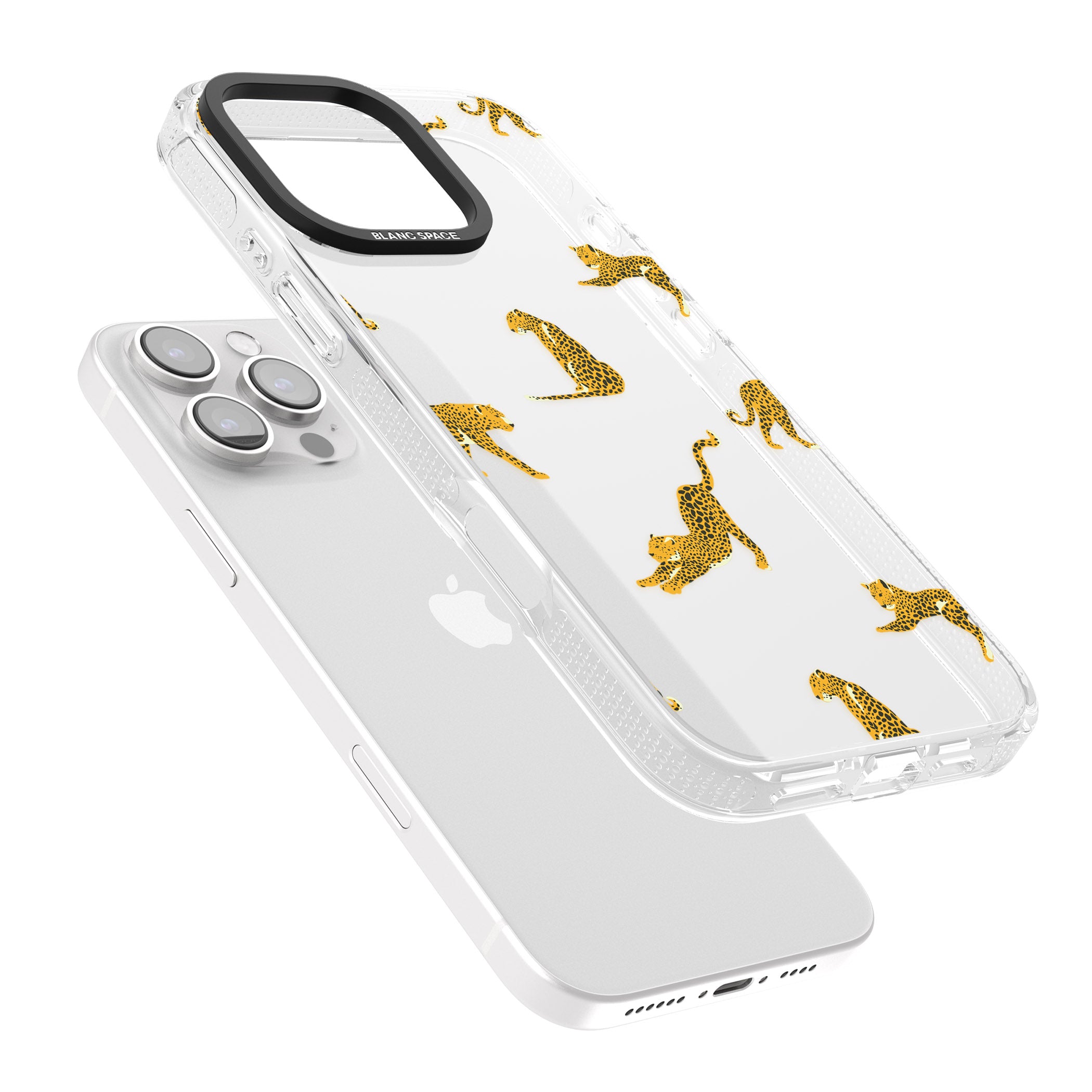 Clear Jaguar Jungle Cat Pattern iPhone 16 Pro Max / 16 Pro Clear Case Impact Air - Blanc Space