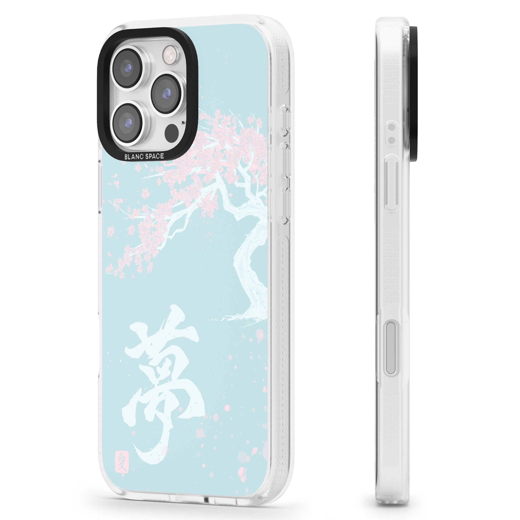 Dreams & Cherry Blossom iPhone 16 Pro Max / 16 Pro Clear Case Impact Air - Blanc Space
