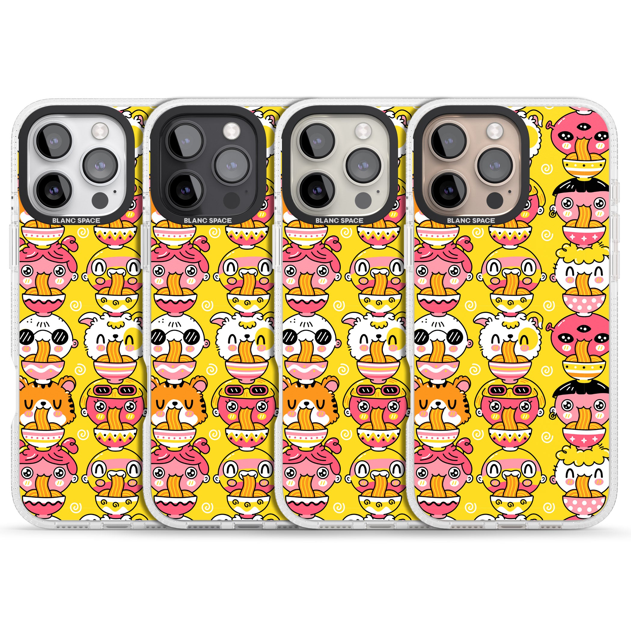 Ramen Noodle Kawaii Pattern iPhone 16 Pro Max / 16 Pro Clear Case Impact Air - Blanc Space