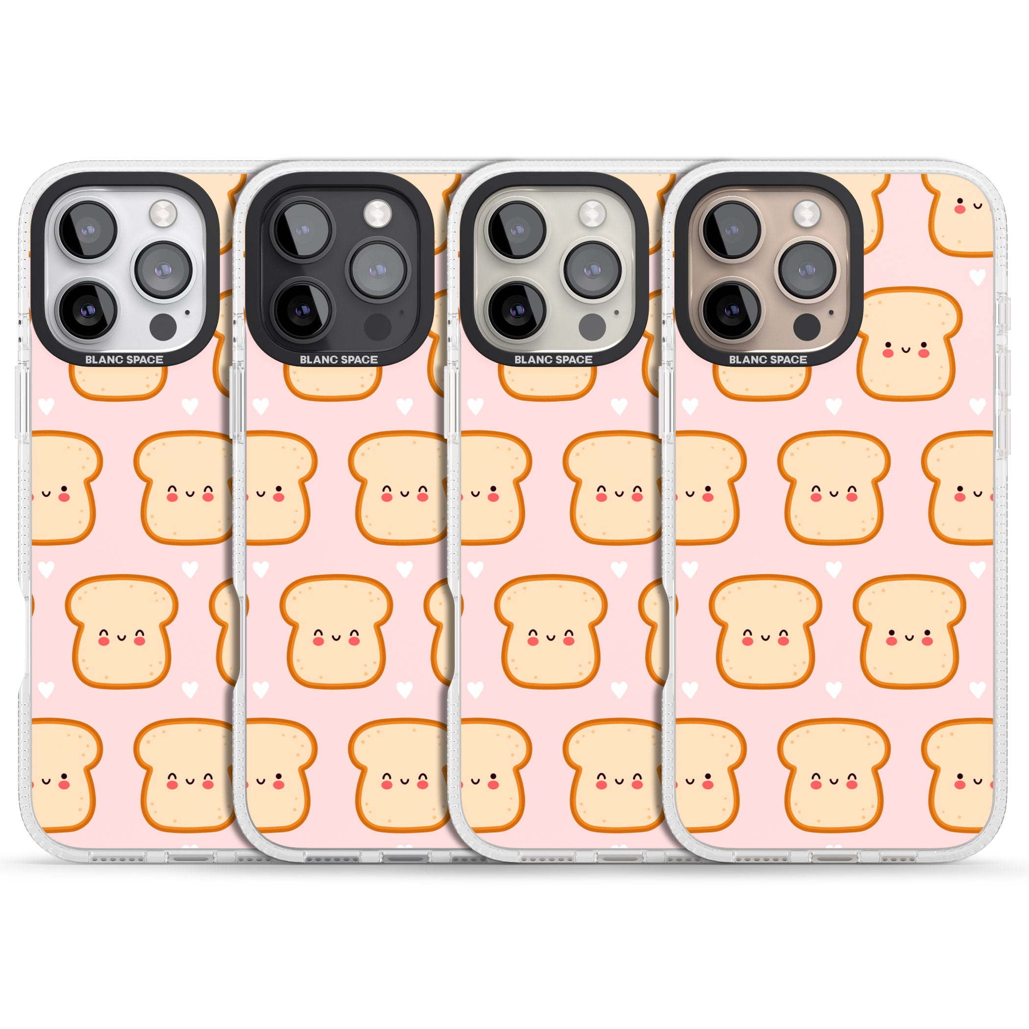 Bread Faces Kawaii Pattern iPhone 16 Pro Max / 16 Pro Clear Case Impact Air - Blanc Space