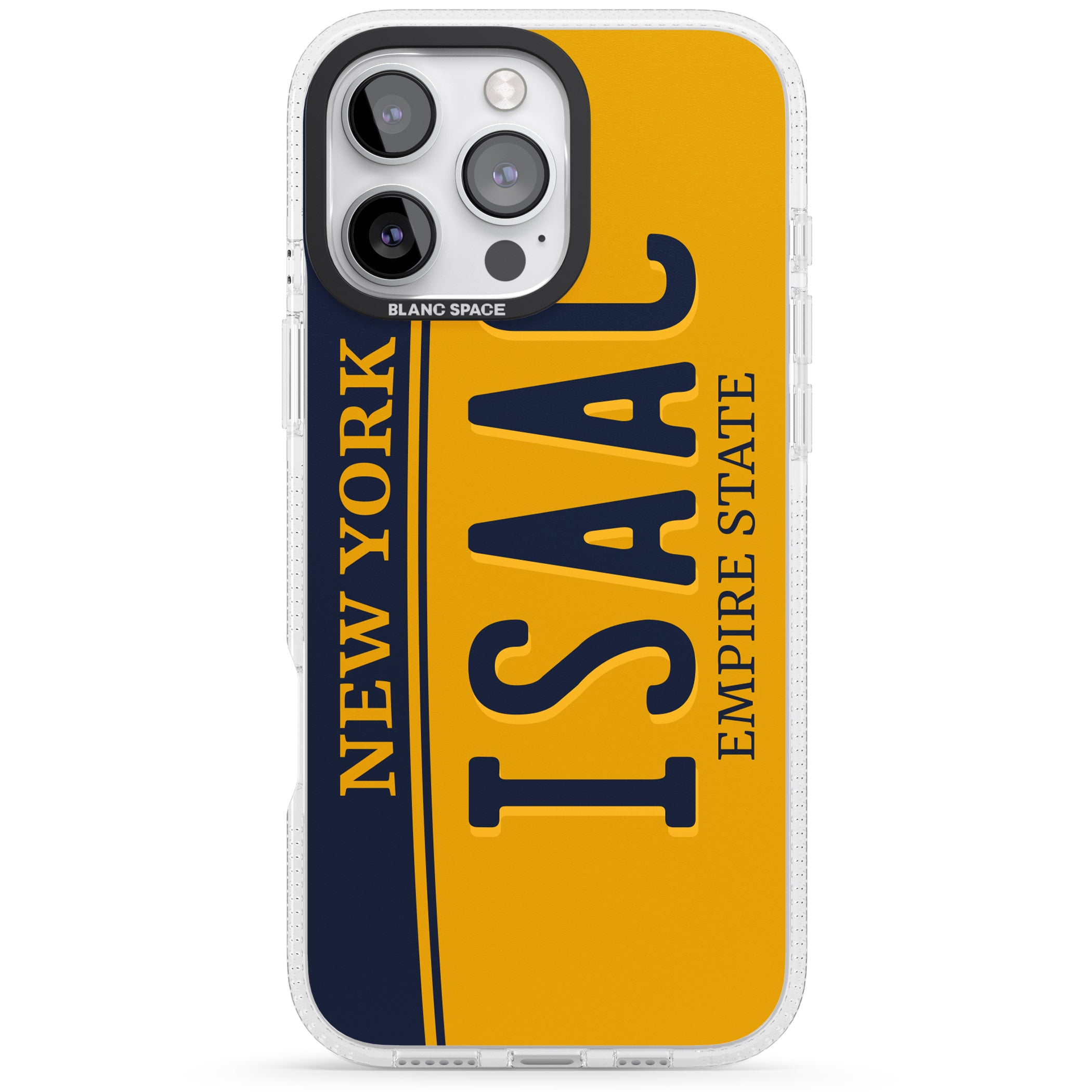 New York License Plate iPhone 16 Pro Max / 16 Pro Clear Case Impact Air - Blanc Space