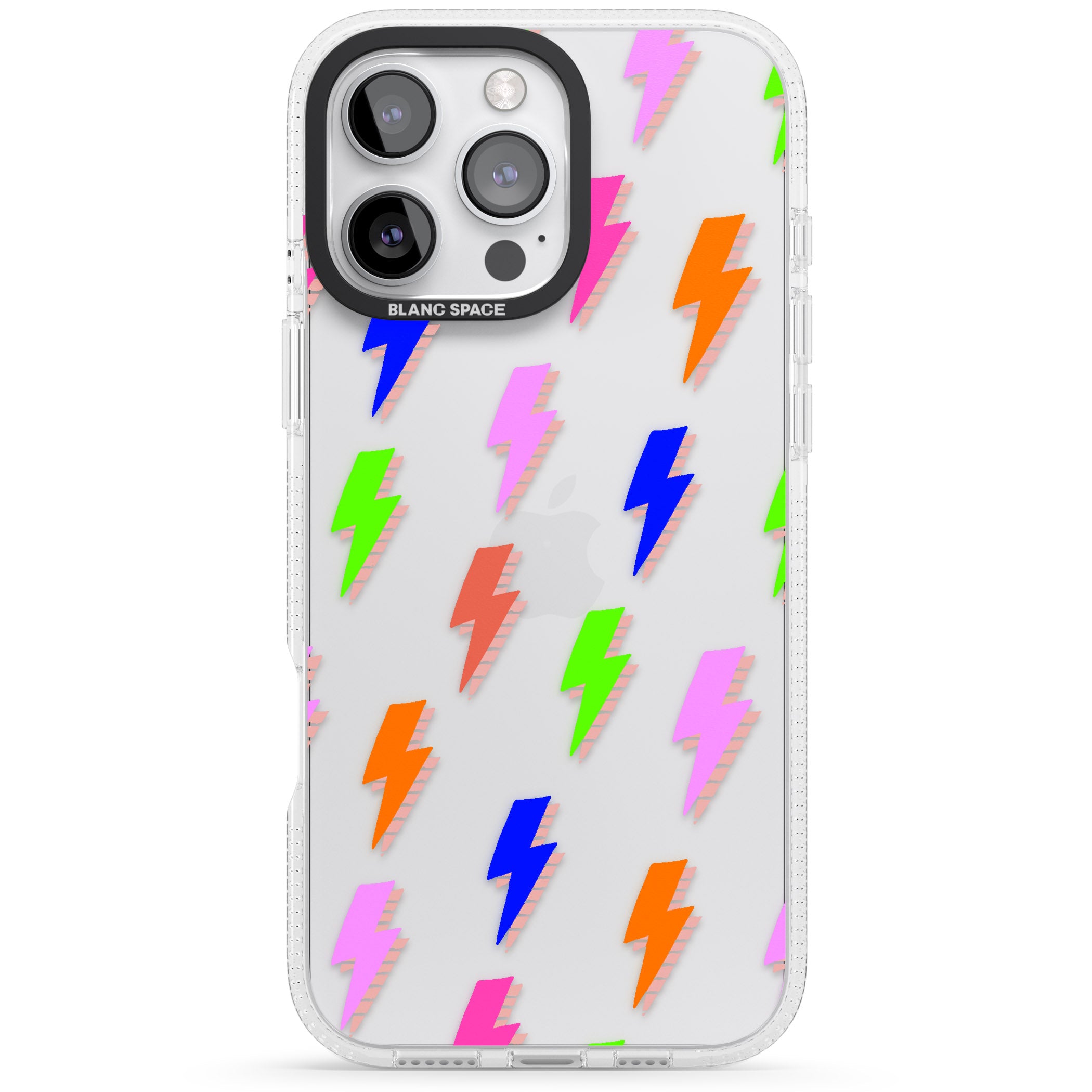 Rainbow Pop Lightning iPhone 16 Pro Max / 16 Pro Clear Case Impact Air - Blanc Space