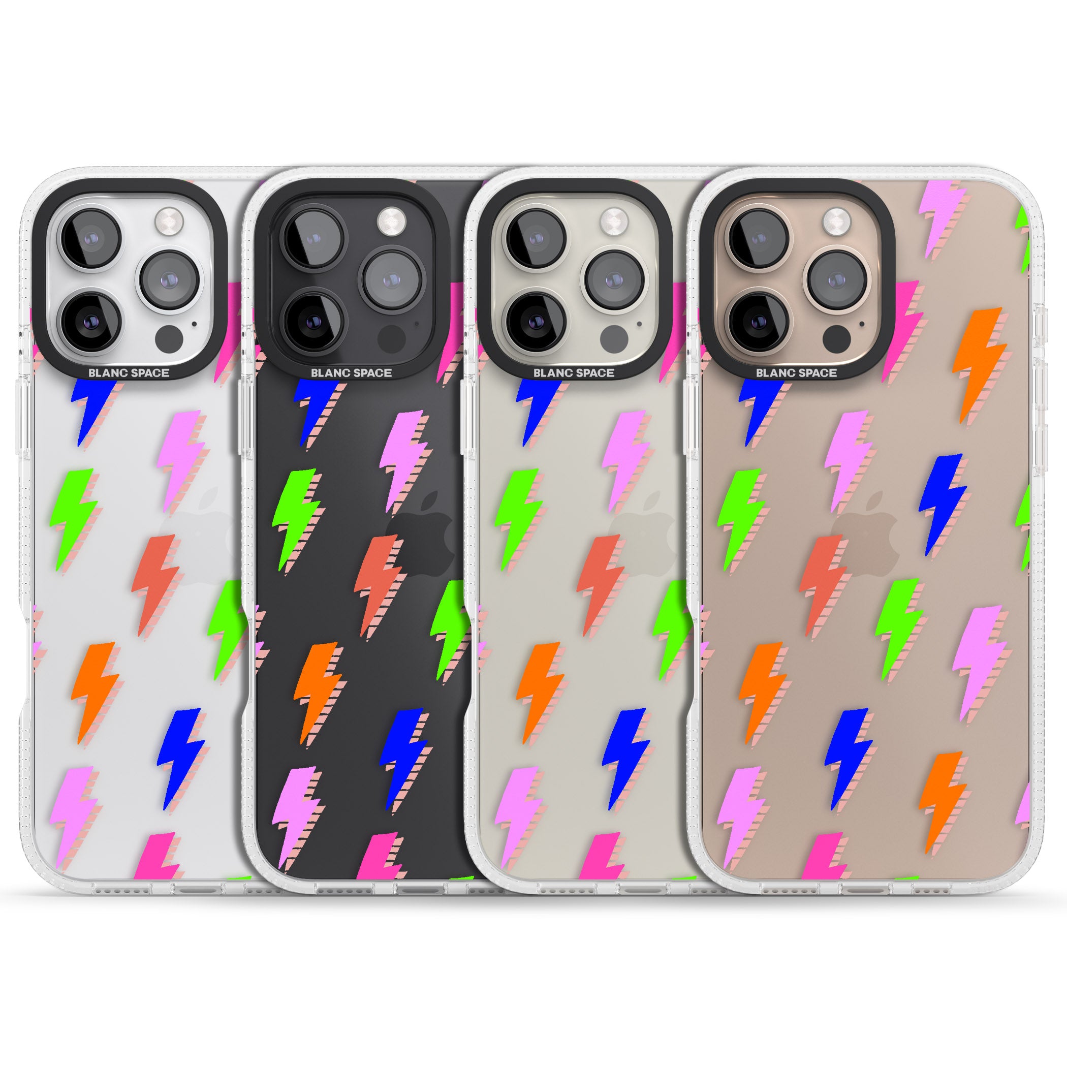 Rainbow Pop Lightning iPhone 16 Pro Max / 16 Pro Clear Case Impact Air - Blanc Space