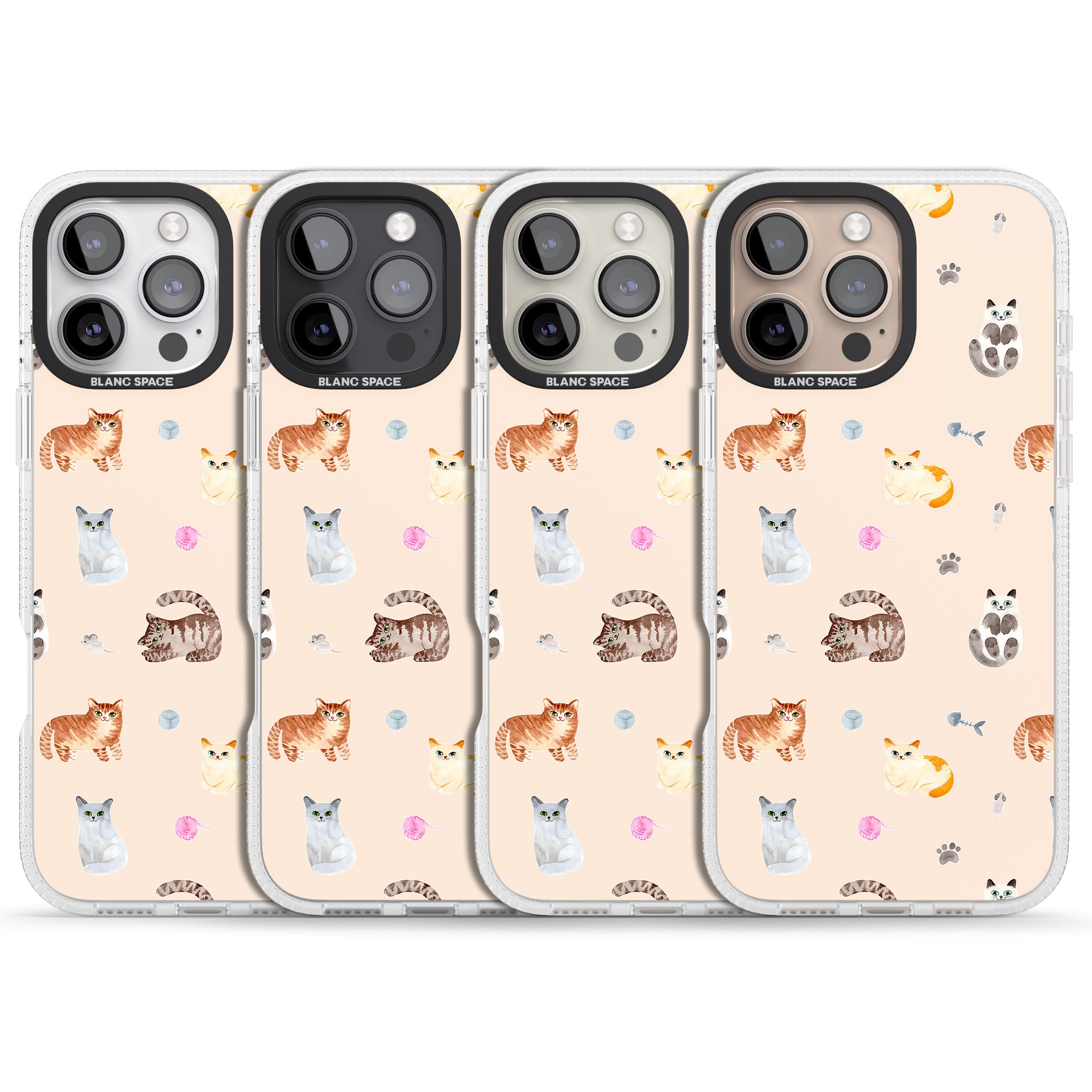 Cats with Toys iPhone 16 Pro Max / 16 Pro Clear Case Impact Air - Blanc Space