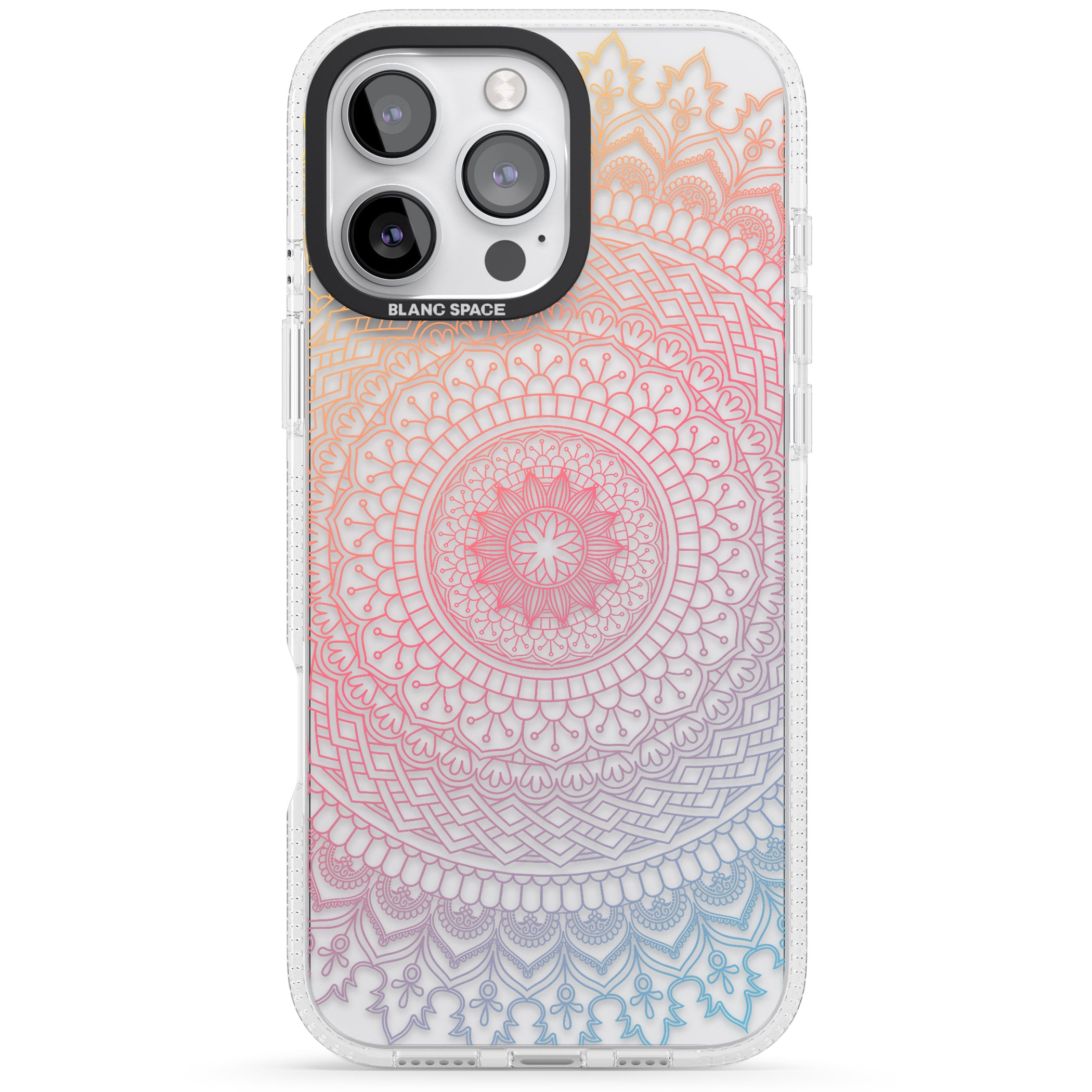 Large Rainbow Mandala iPhone 16 Pro Max / 16 Pro Clear Case Impact Air - Blanc Space