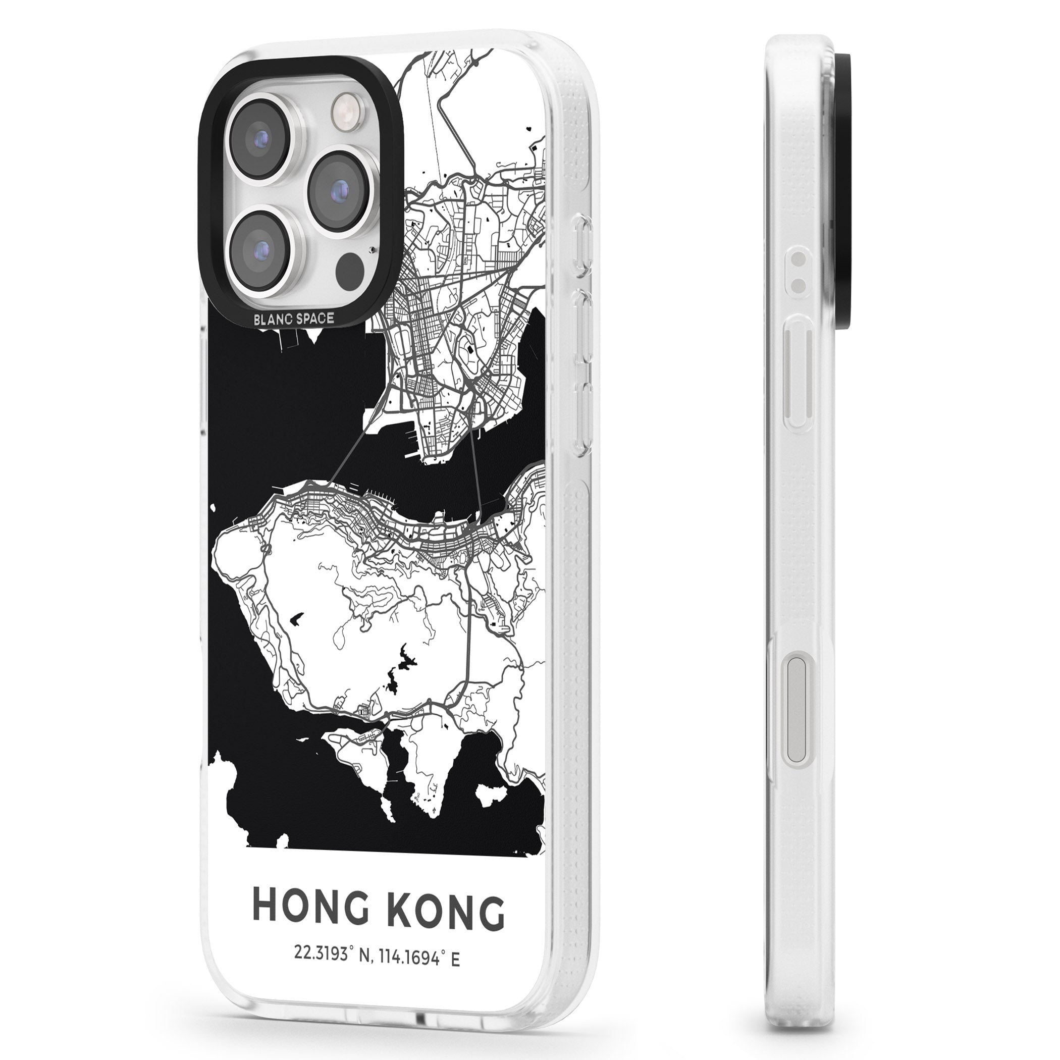 Map of Hong Kong iPhone 16 Pro Max / 16 Pro Clear Case Impact Air - Blanc Space