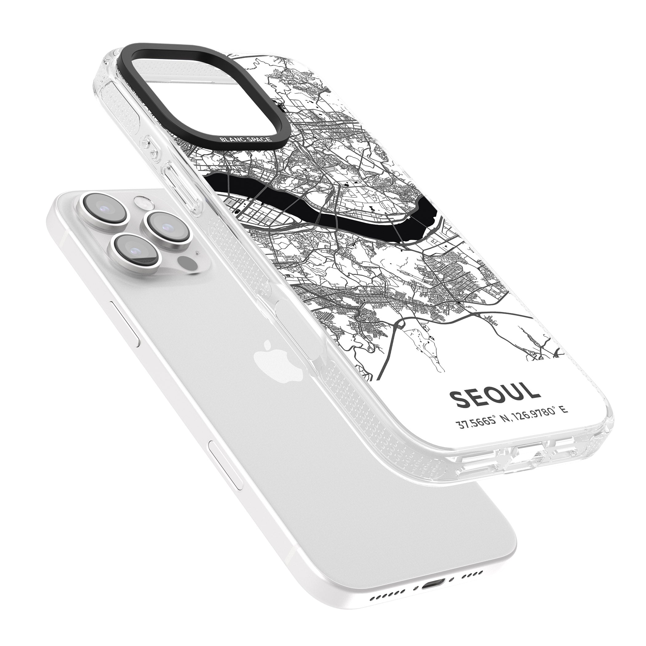 Map of Seoul, South Korea iPhone 16 Pro Max / 16 Pro Clear Case Impact Air - Blanc Space