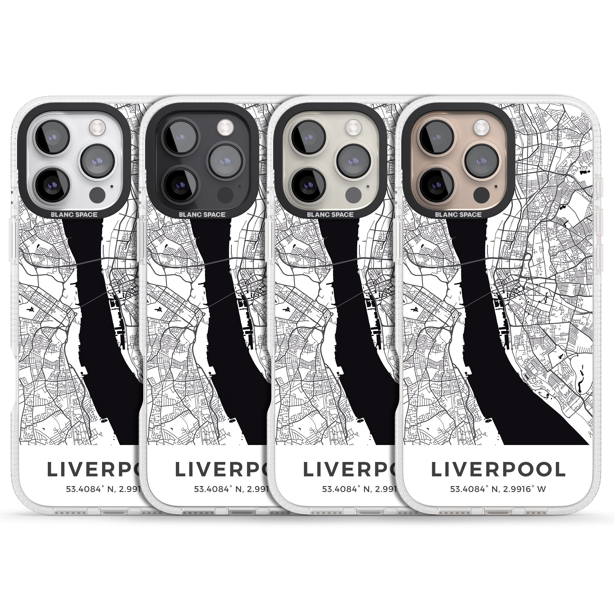 Map of Liverpool, England iPhone 16 Pro Max / 16 Pro Clear Case Impact Air - Blanc Space