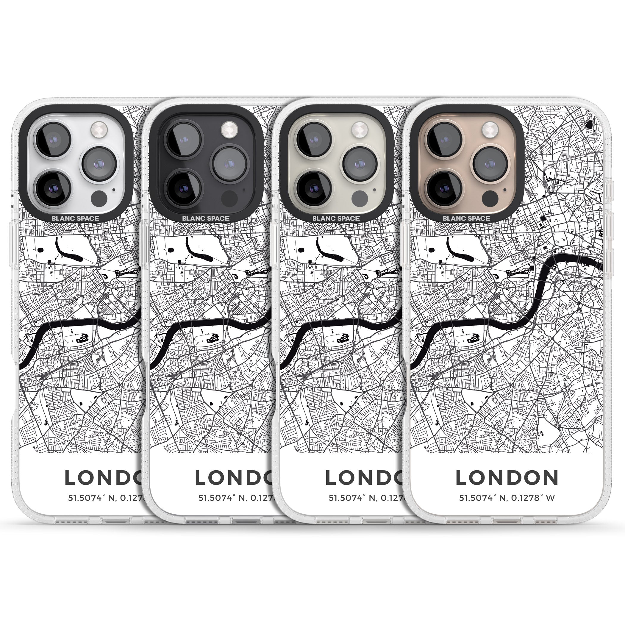 Map of London, England iPhone 16 Pro Max / 16 Pro Clear Case Impact Air - Blanc Space