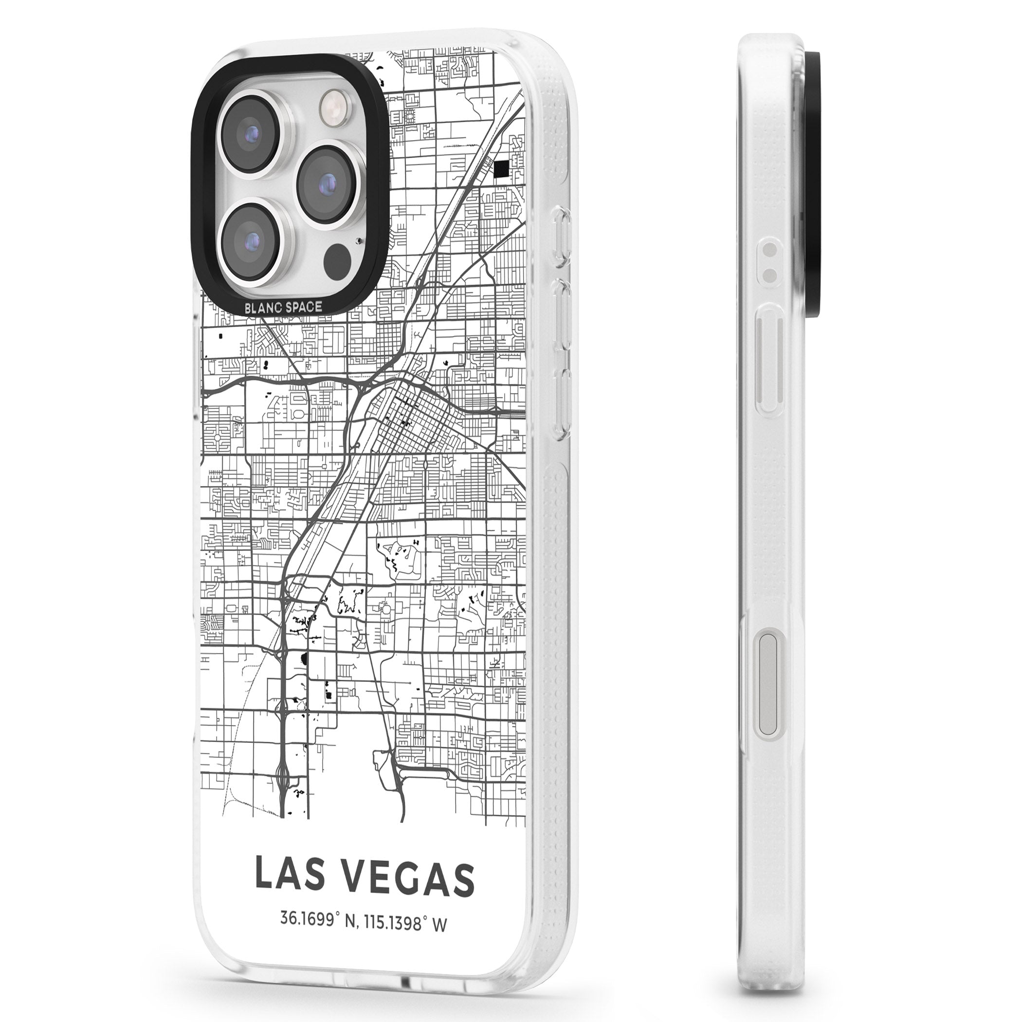 Map of Las Vegas, Nevada iPhone 16 Pro Max / 16 Pro Clear Case Impact Air - Blanc Space
