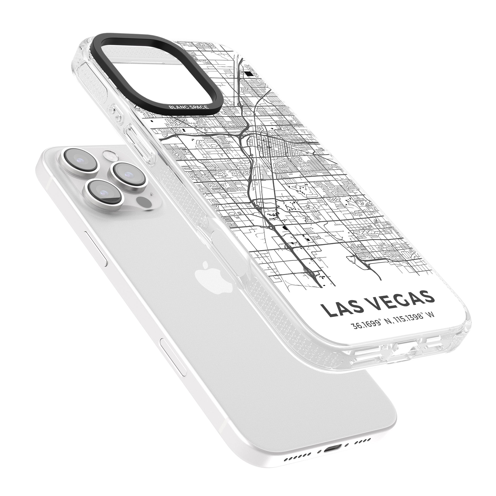 Map of Las Vegas, Nevada iPhone 16 Pro Max / 16 Pro Clear Case Impact Air - Blanc Space