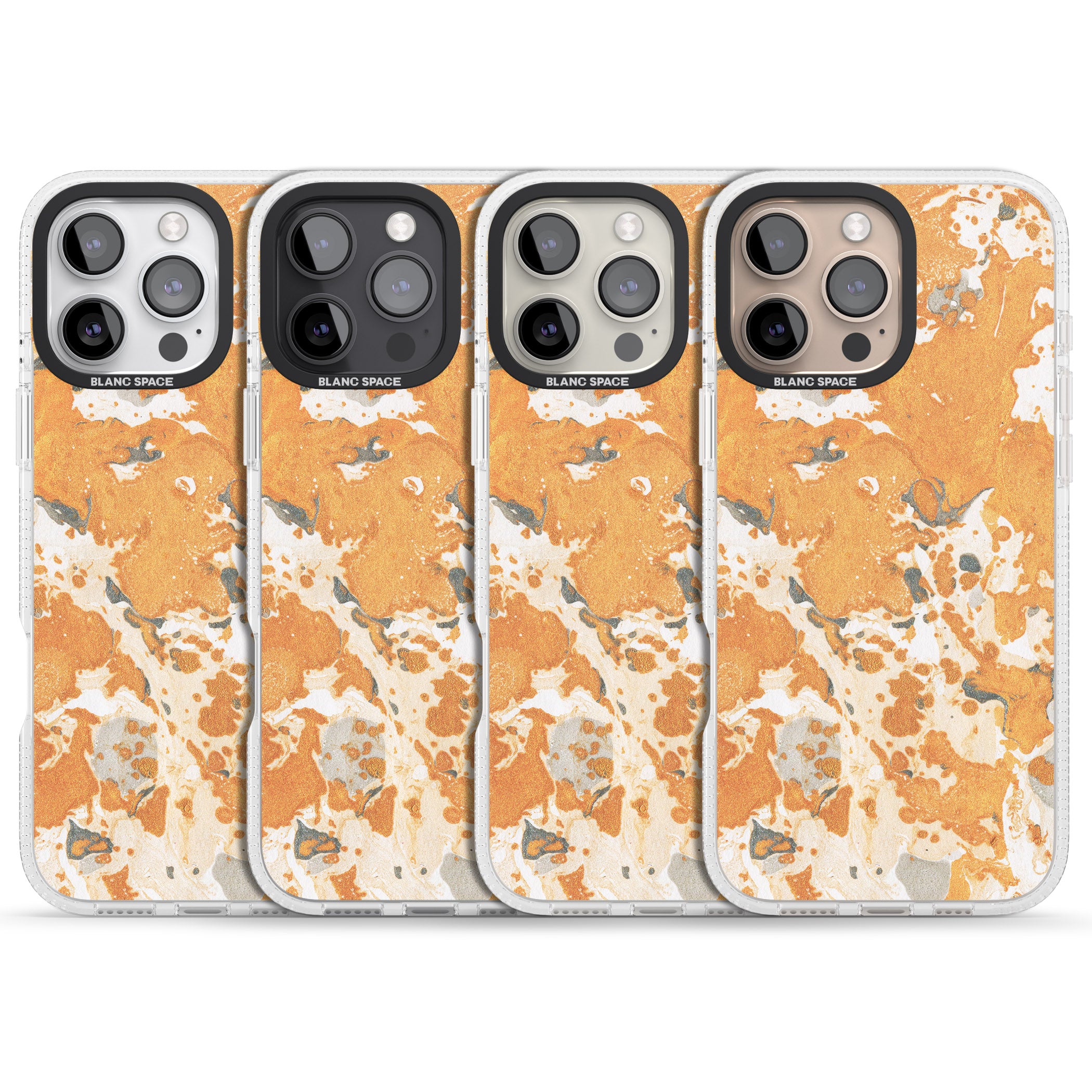 Orange Marbled Paper Pattern iPhone 16 Pro Max / 16 Pro Clear Case Impact Air - Blanc Space