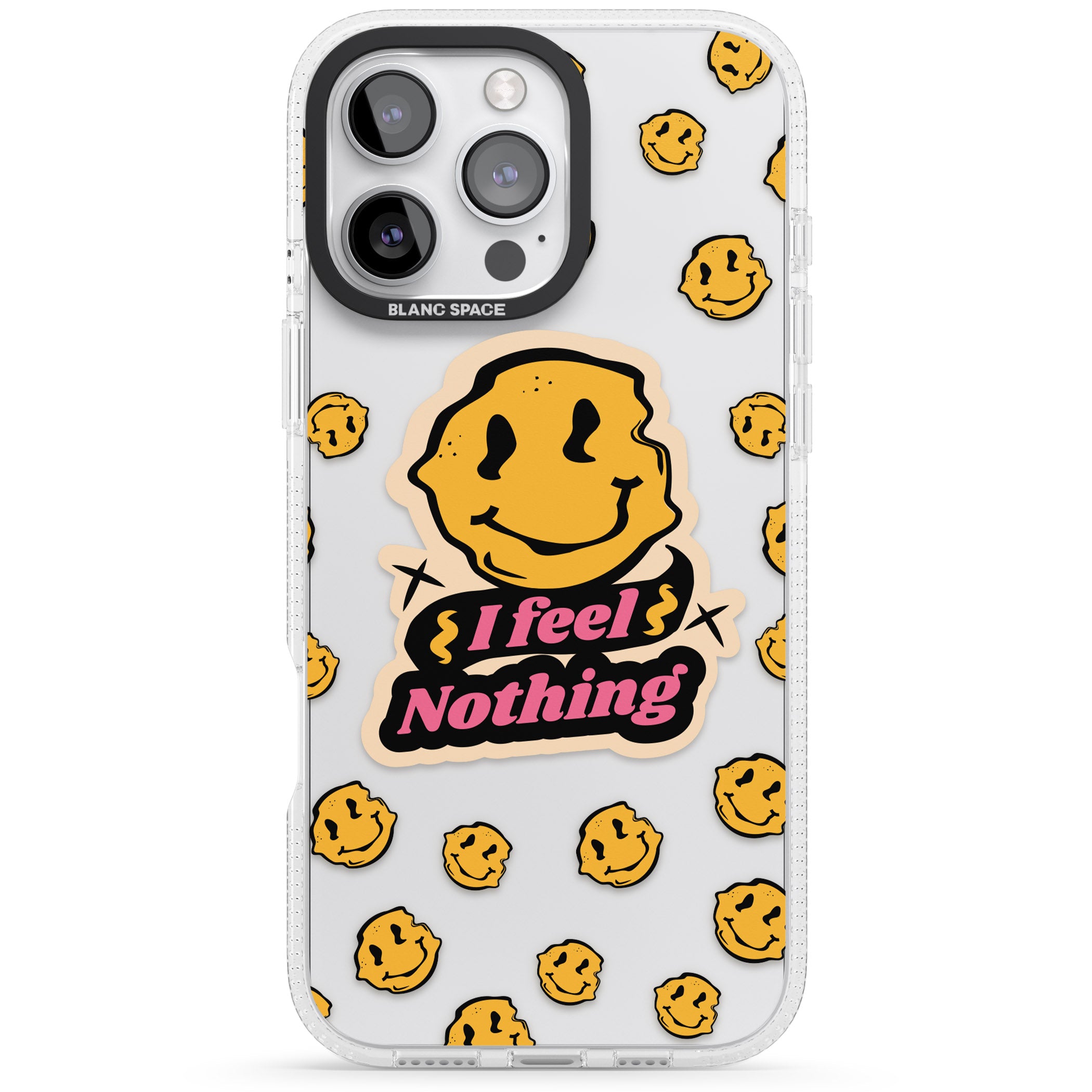 I feel nothing (Clear) iPhone 16 Pro Max / 16 Pro Clear Case Impact Air - Blanc Space