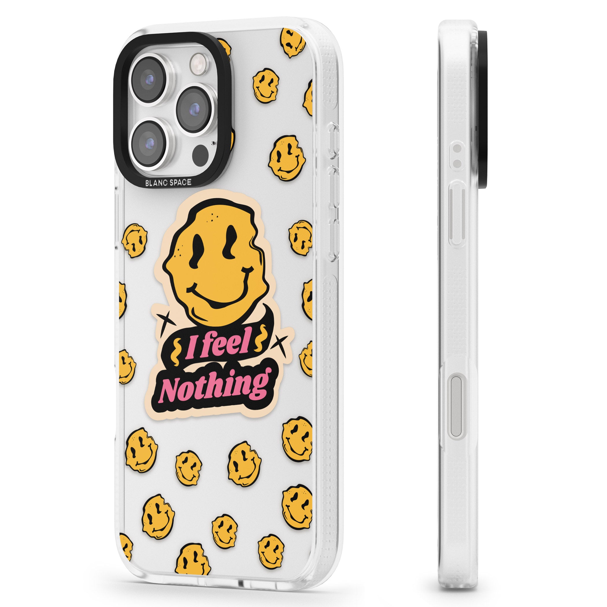 I feel nothing (Clear) iPhone 16 Pro Max / 16 Pro Clear Case Impact Air - Blanc Space