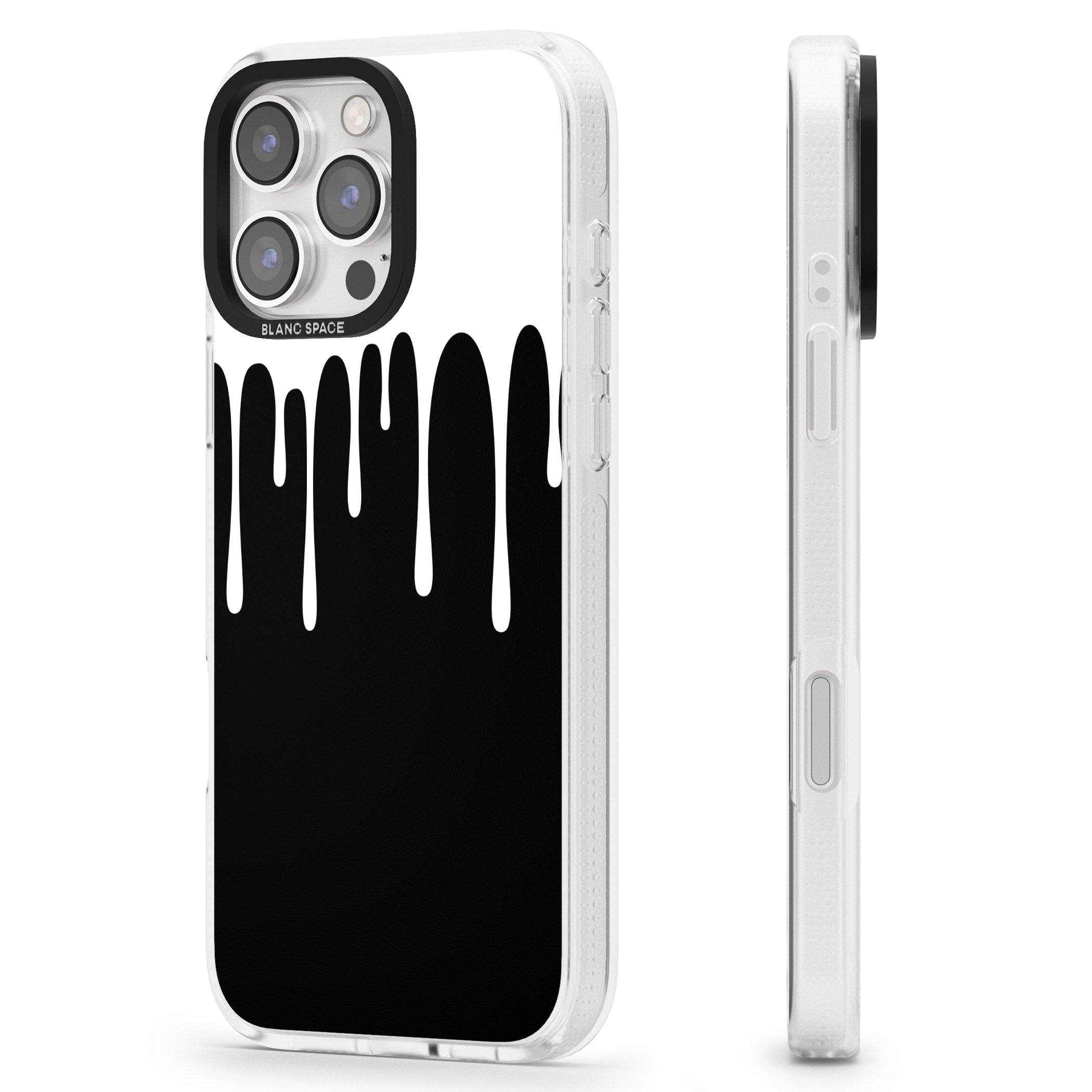 Melted Effect: White & Black iPhone 16 Pro Max / 16 Pro Clear Case Impact Air - Blanc Space