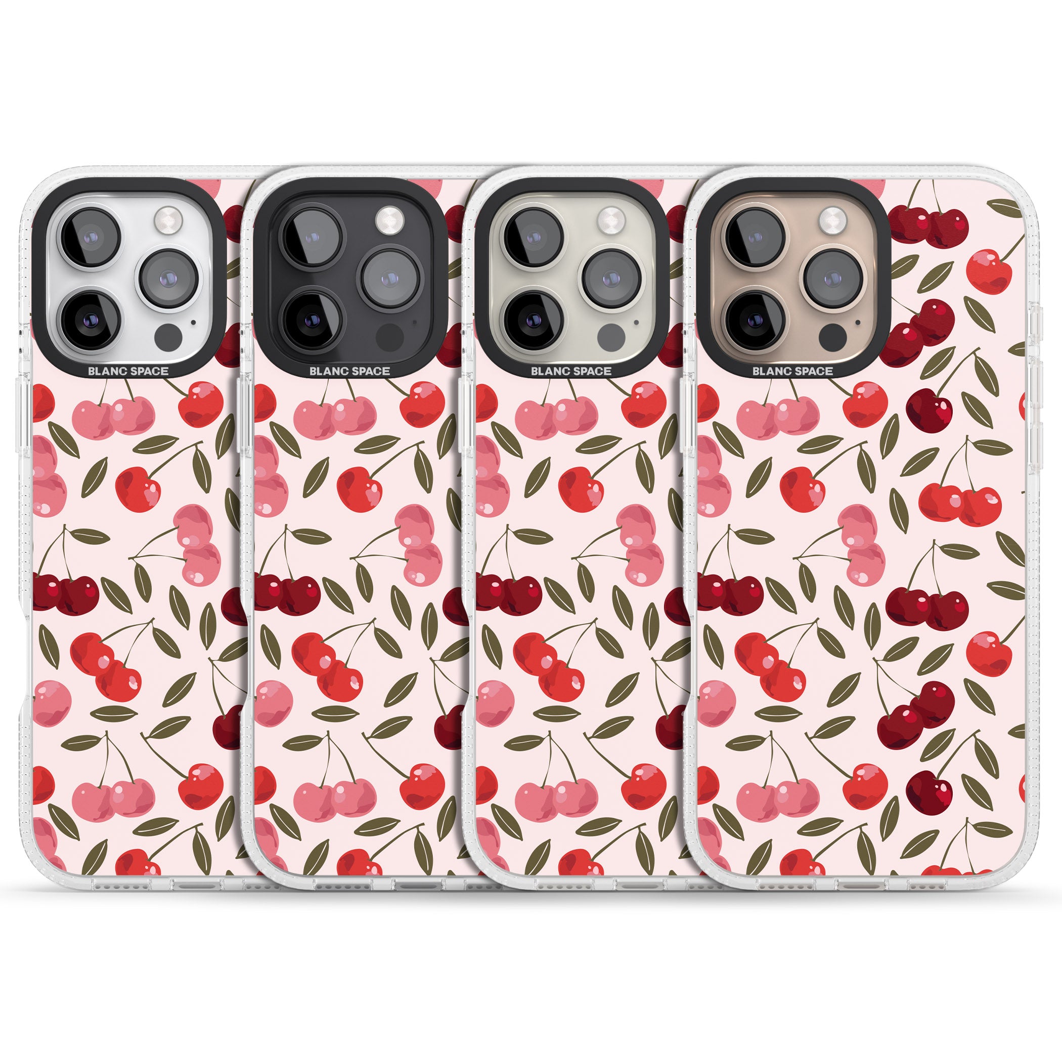 Fruity & Fun Patterns Cherries iPhone 16 Pro Max / 16 Pro Clear Case Impact Air - Blanc Space