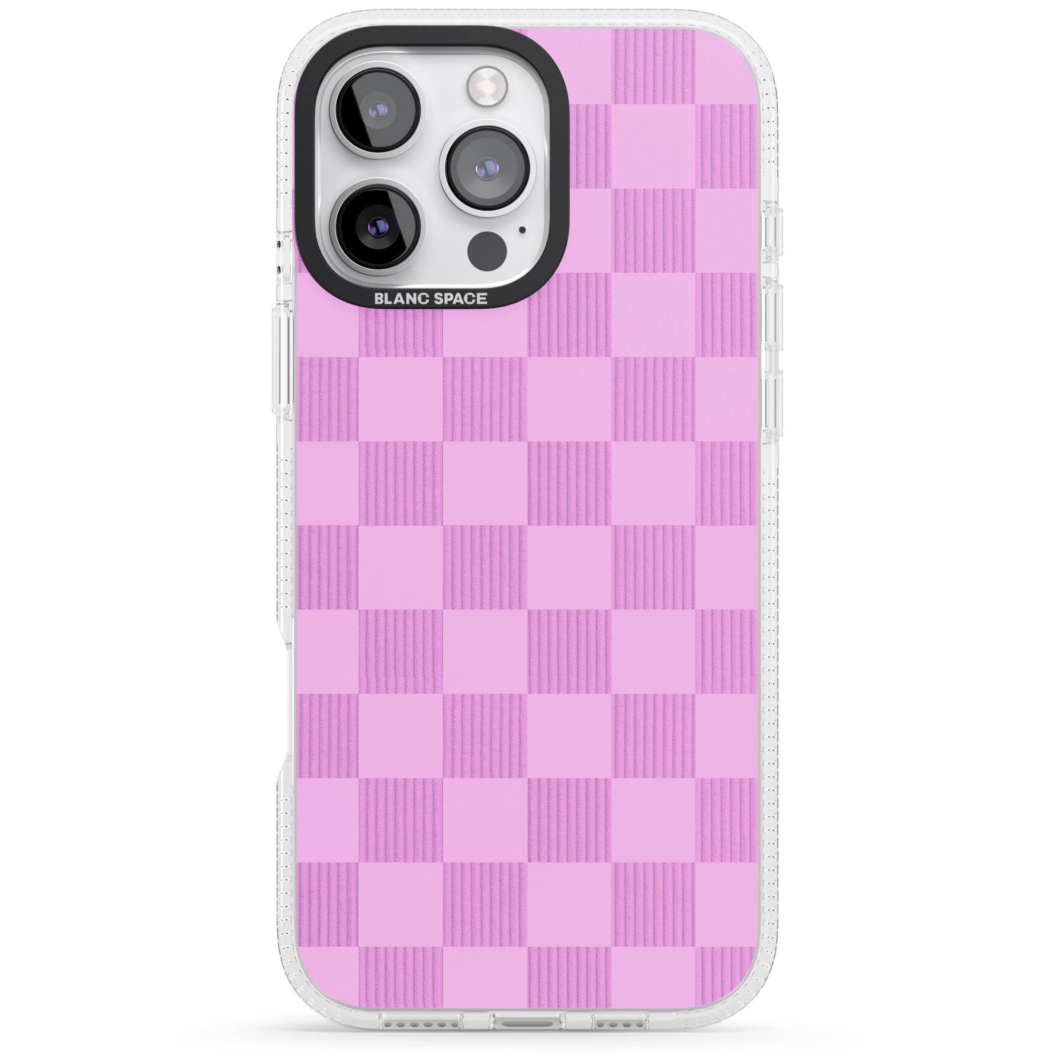 BUBBLEGUM CHECKERED iPhone 16 Pro Max / 16 Pro Clear Case Impact Air - Blanc Space
