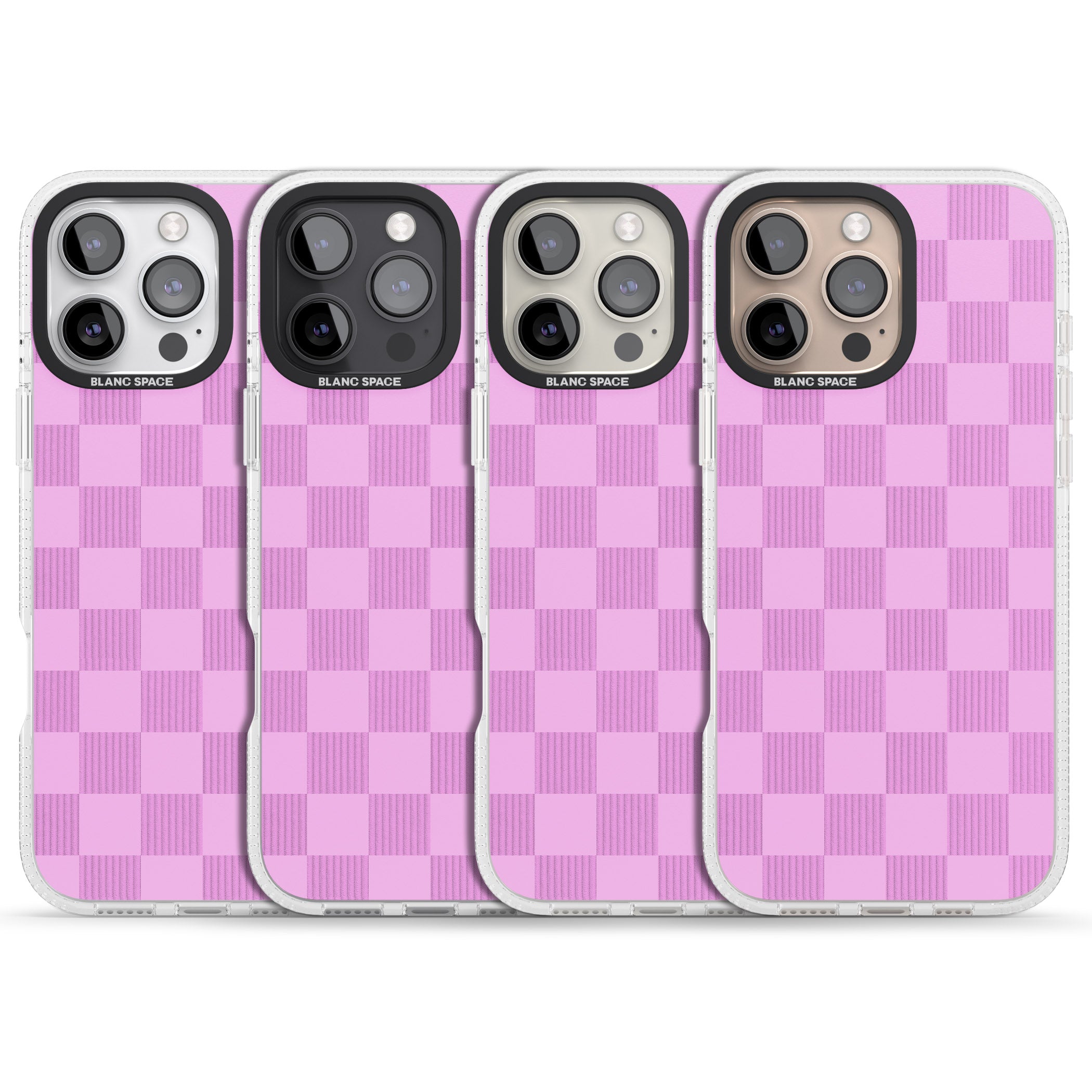 BUBBLEGUM CHECKERED iPhone 16 Pro Max / 16 Pro Clear Case Impact Air - Blanc Space