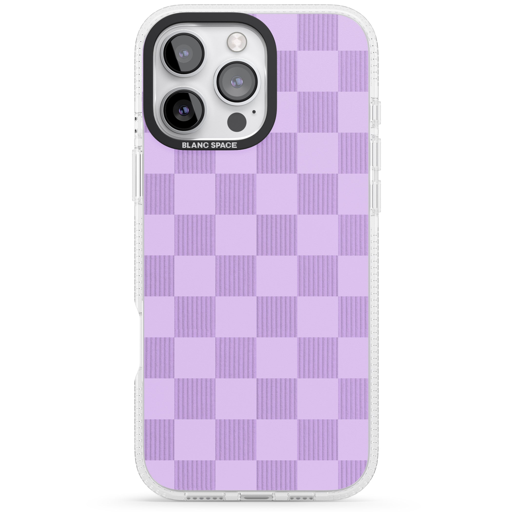 LILAC CHECKERED iPhone 16 Pro Max / 16 Pro Clear Case Impact Air - Blanc Space