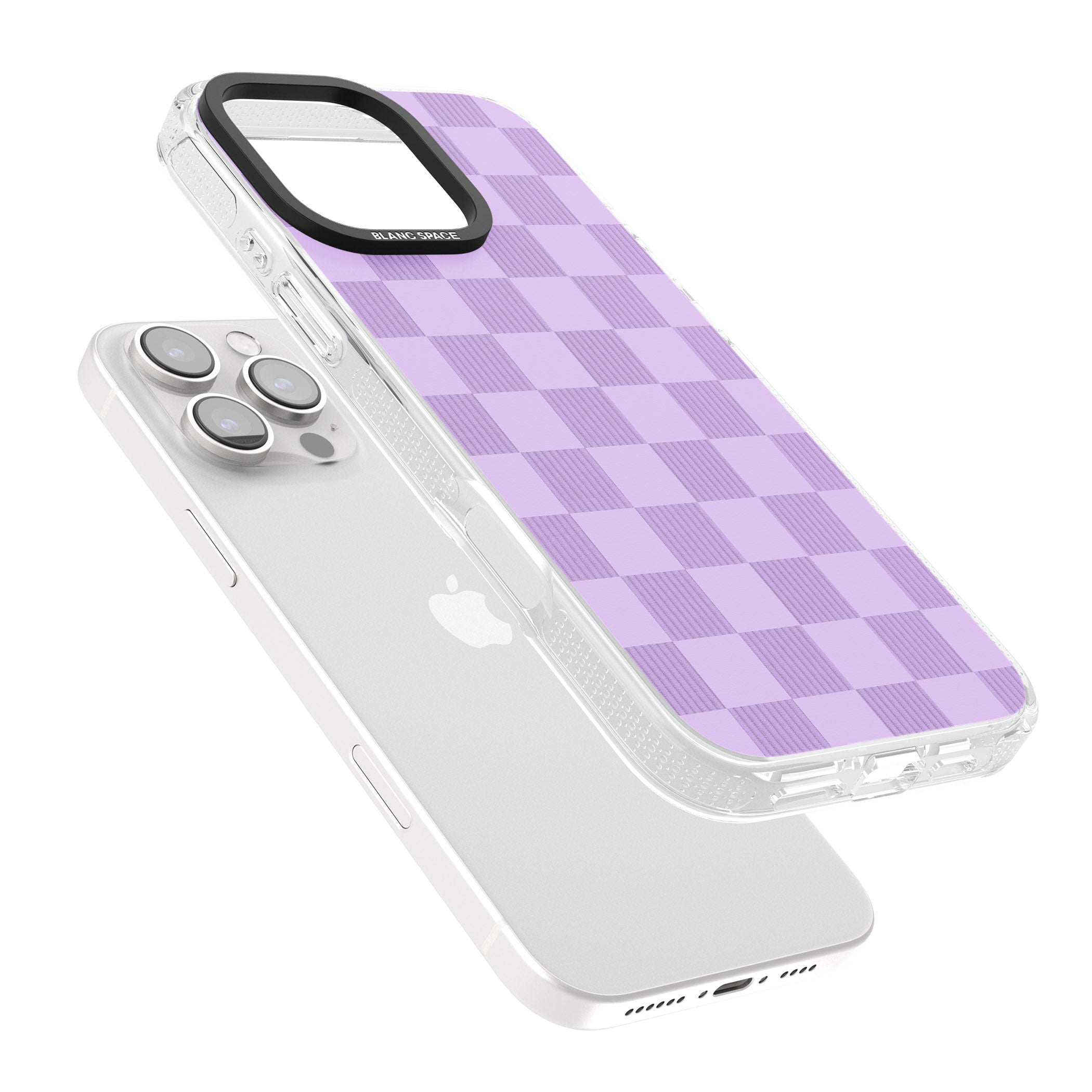 LILAC CHECKERED iPhone 16 Pro Max / 16 Pro Clear Case Impact Air - Blanc Space