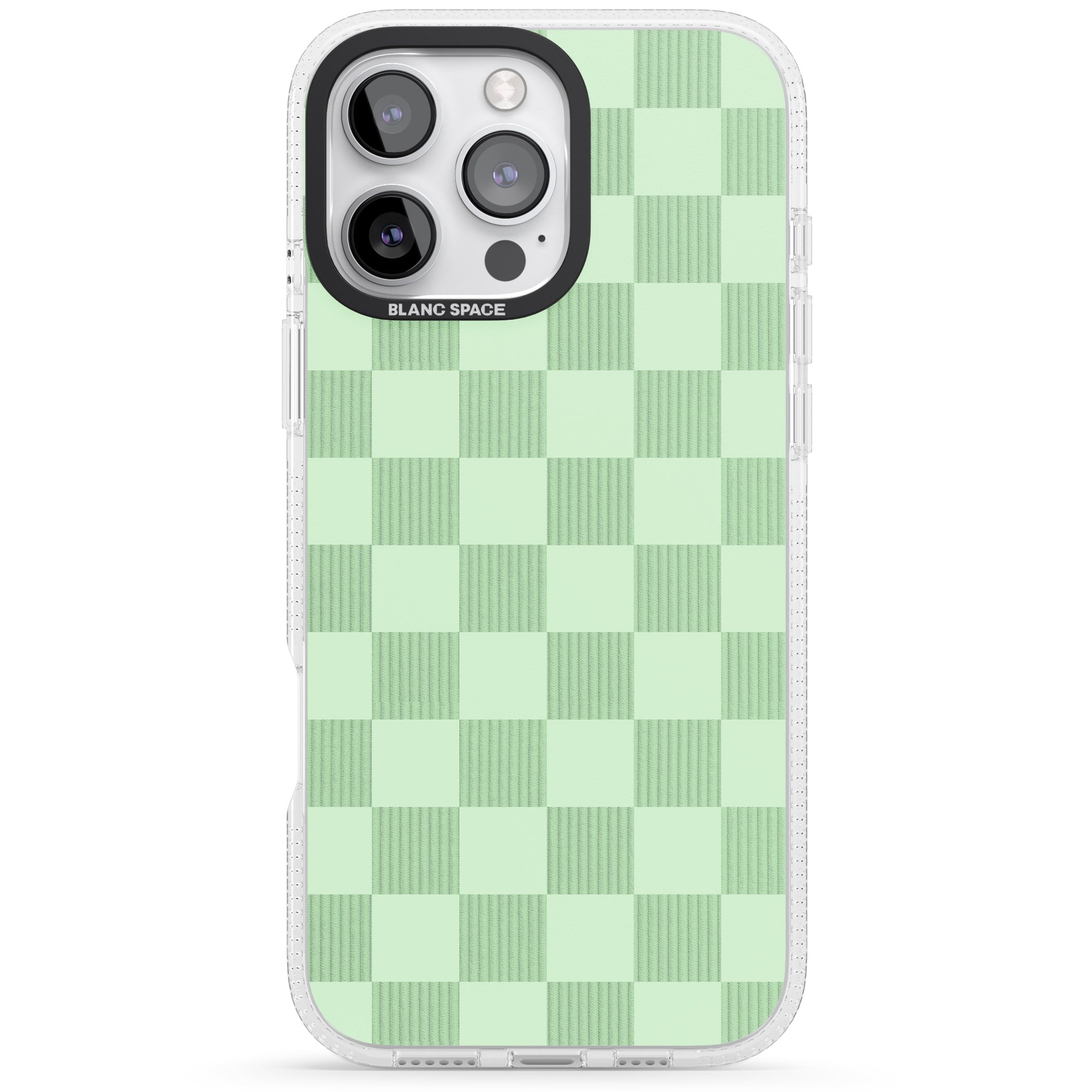 SEAFOAM CHECKERED iPhone 16 Pro Max / 16 Pro Clear Case Impact Air - Blanc Space