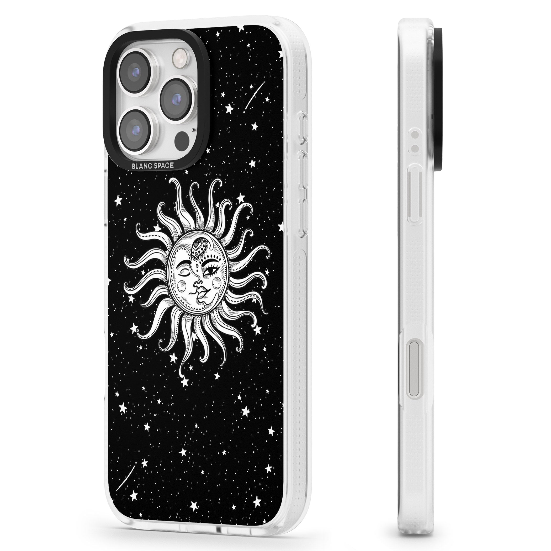 Mystic Sun Moon iPhone 16 Pro Max / 16 Pro Clear Case Impact Air - Blanc Space