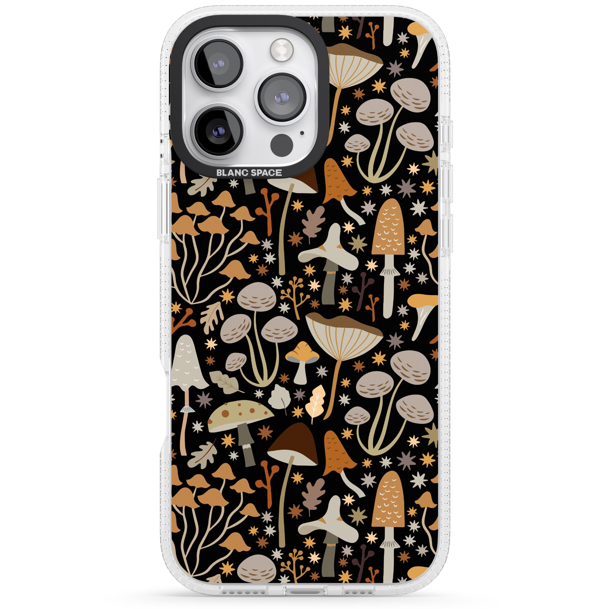 Sentimental Mushrooms Pattern iPhone 16 Pro Max / 16 Pro Clear Case Impact Air - Blanc Space