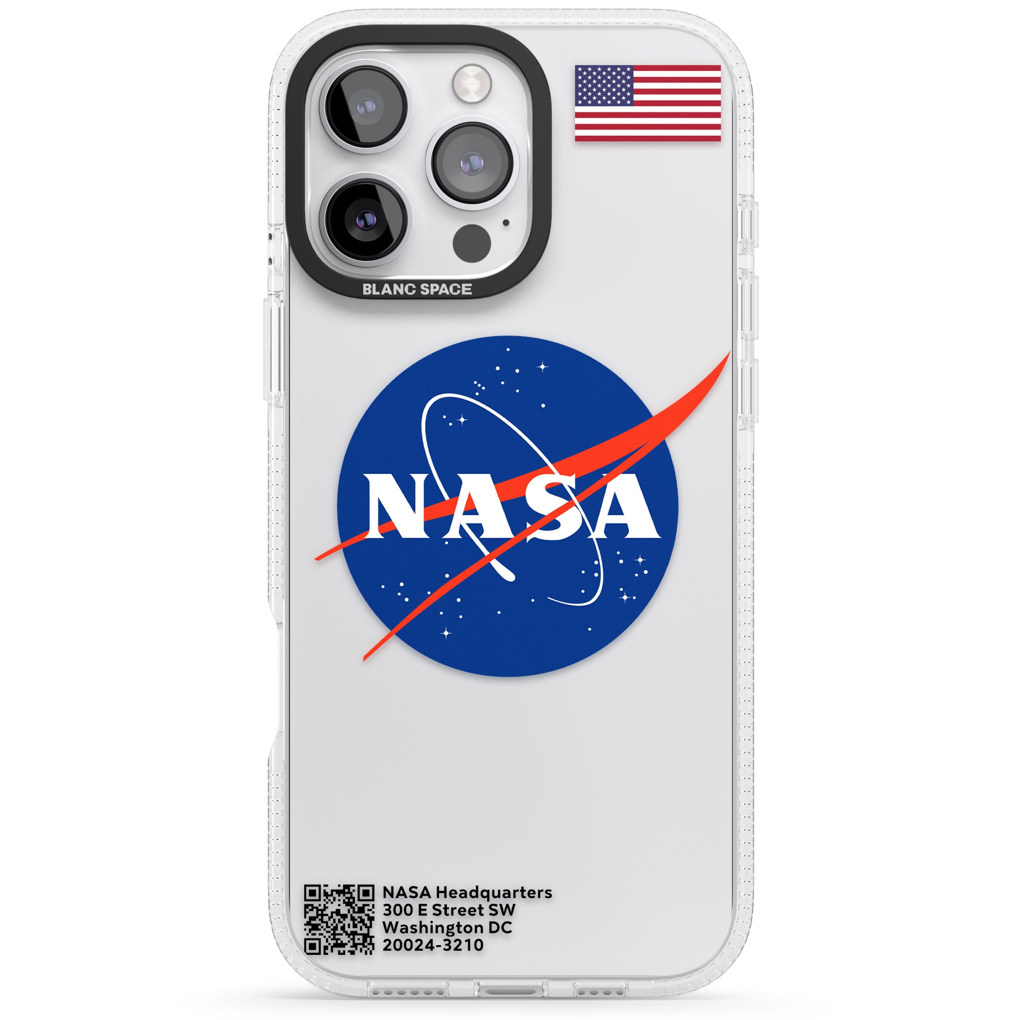 NASA Meatball iPhone 16 Pro Max / 16 Pro Clear Case Impact Air - Blanc Space