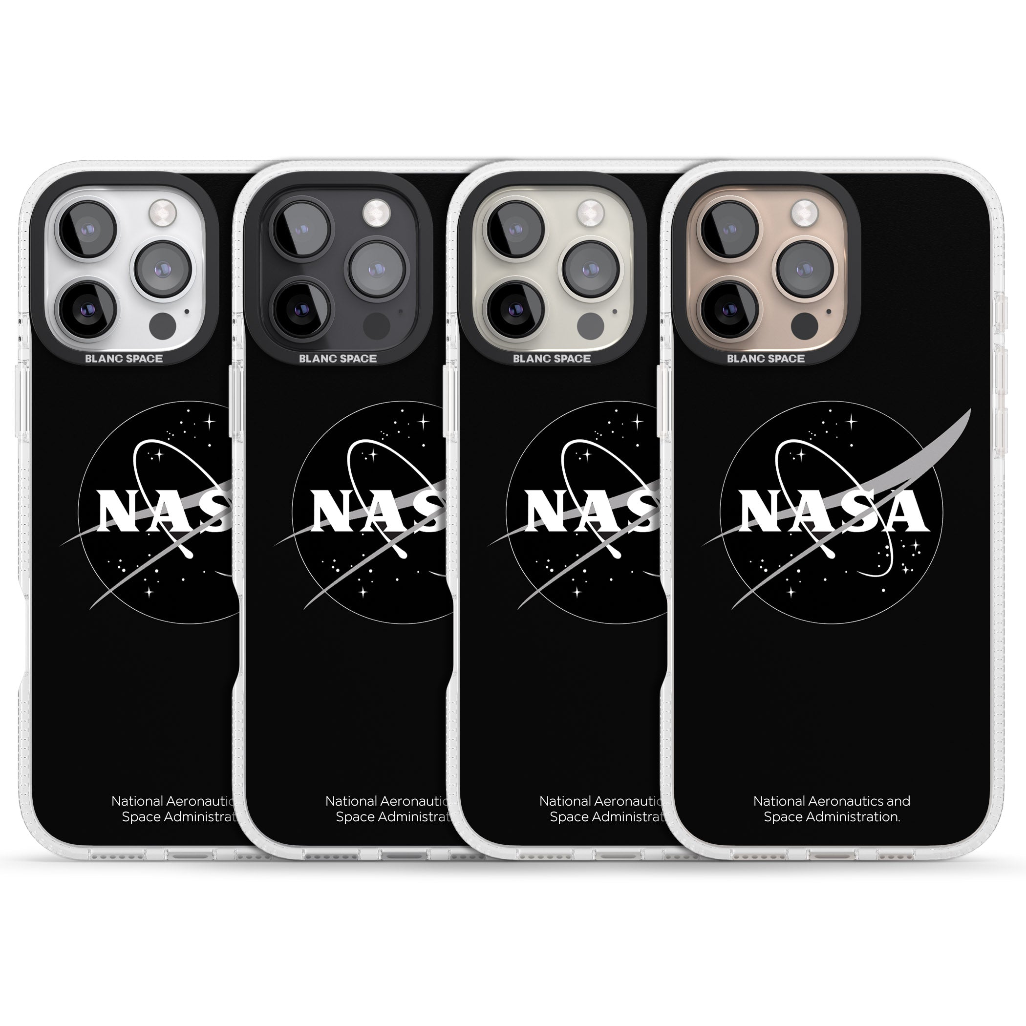 Dark NASA Meatball iPhone 16 Pro Max / 16 Pro Clear Case Impact Air - Blanc Space