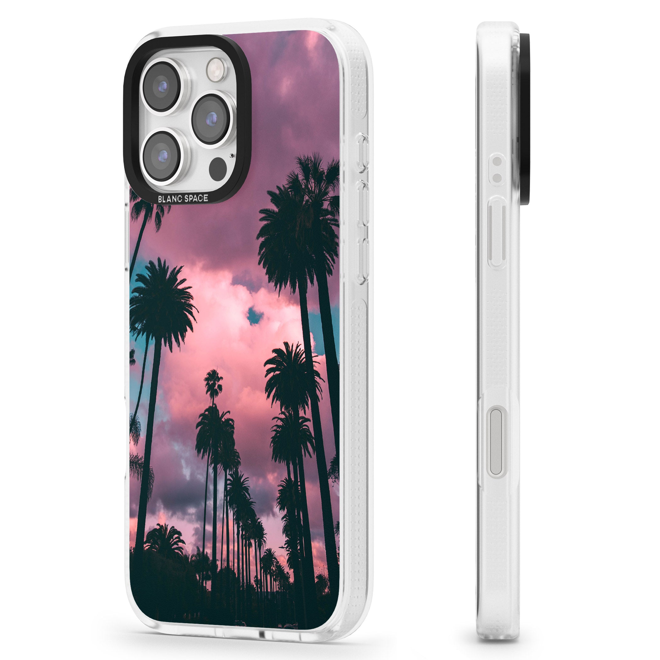 Palm Tree Sunset Photograph iPhone 16 Pro Max / 16 Pro Clear Case Impact Air - Blanc Space