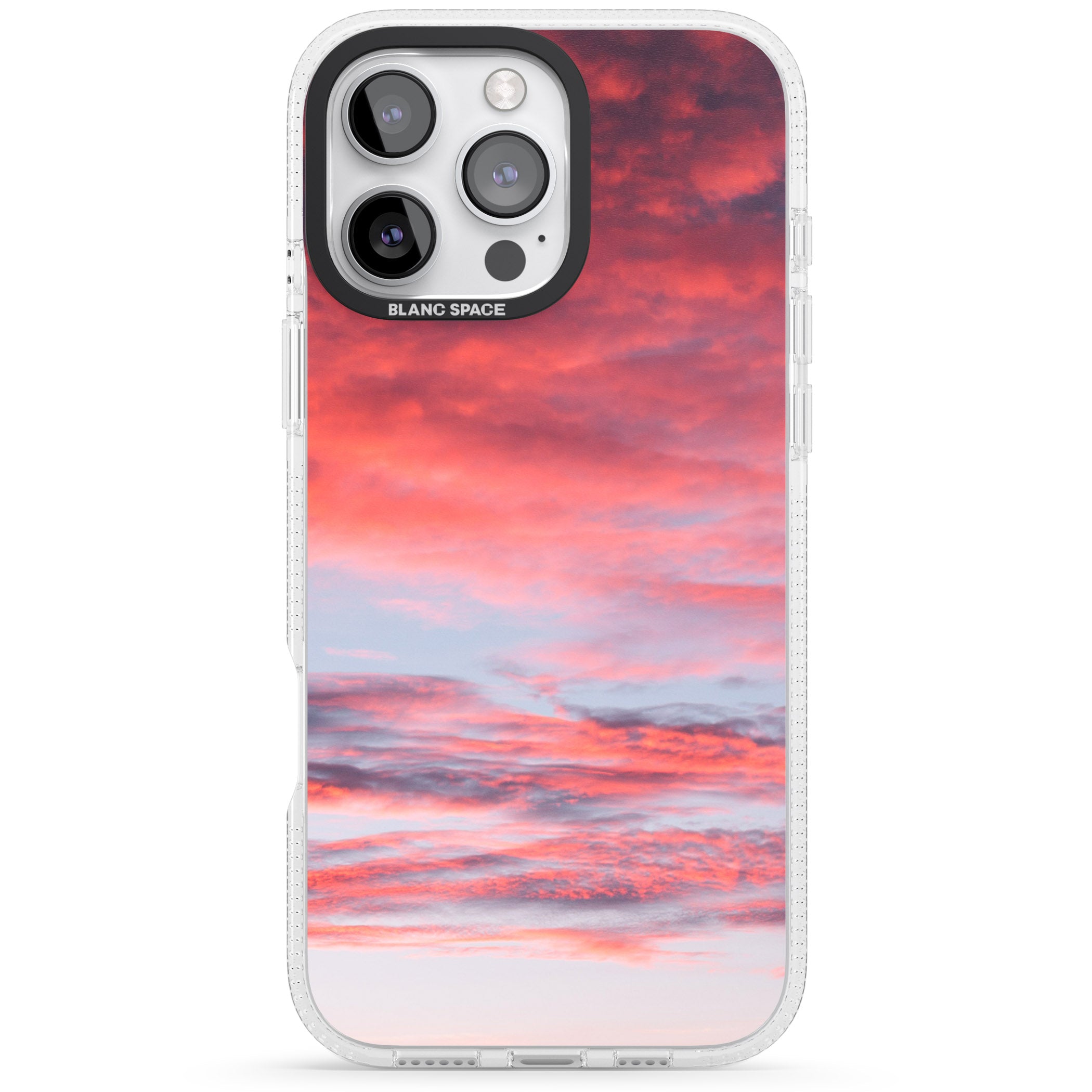 Pink Cloudy Sunset Photograph iPhone 16 Pro Max / 16 Pro Clear Case Impact Air - Blanc Space