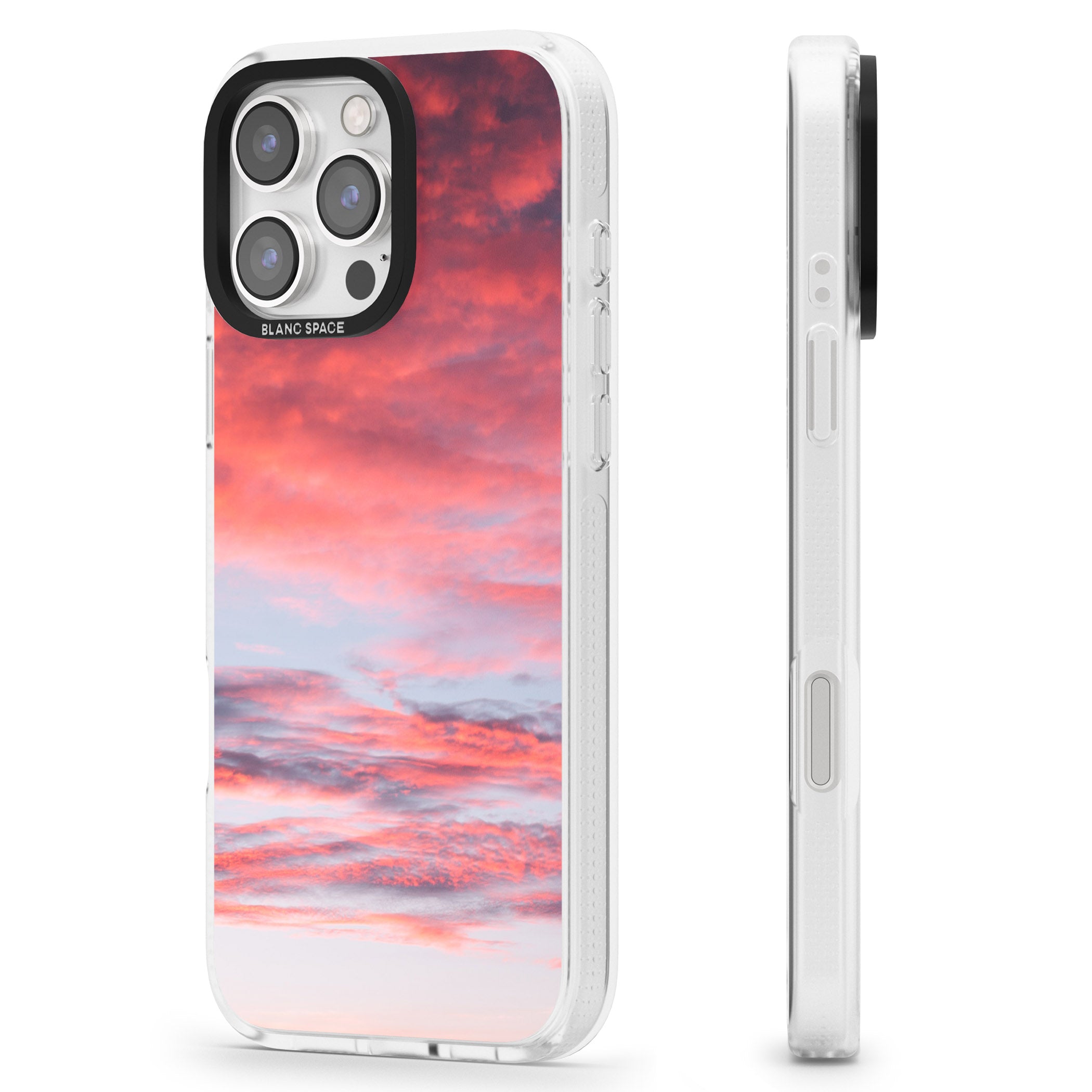 Pink Cloudy Sunset Photograph iPhone 16 Pro Max / 16 Pro Clear Case Impact Air - Blanc Space