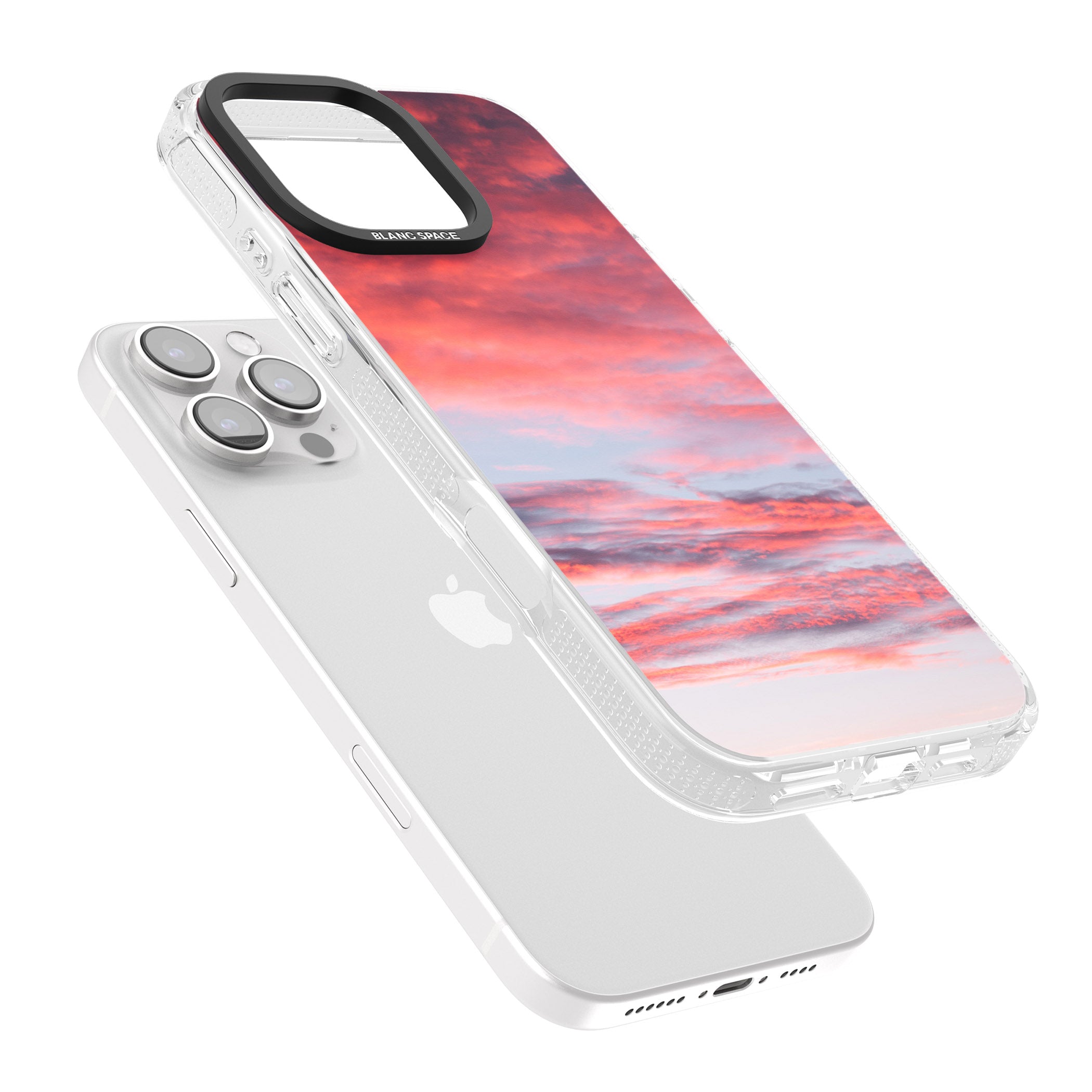 Pink Cloudy Sunset Photograph iPhone 16 Pro Max / 16 Pro Clear Case Impact Air - Blanc Space