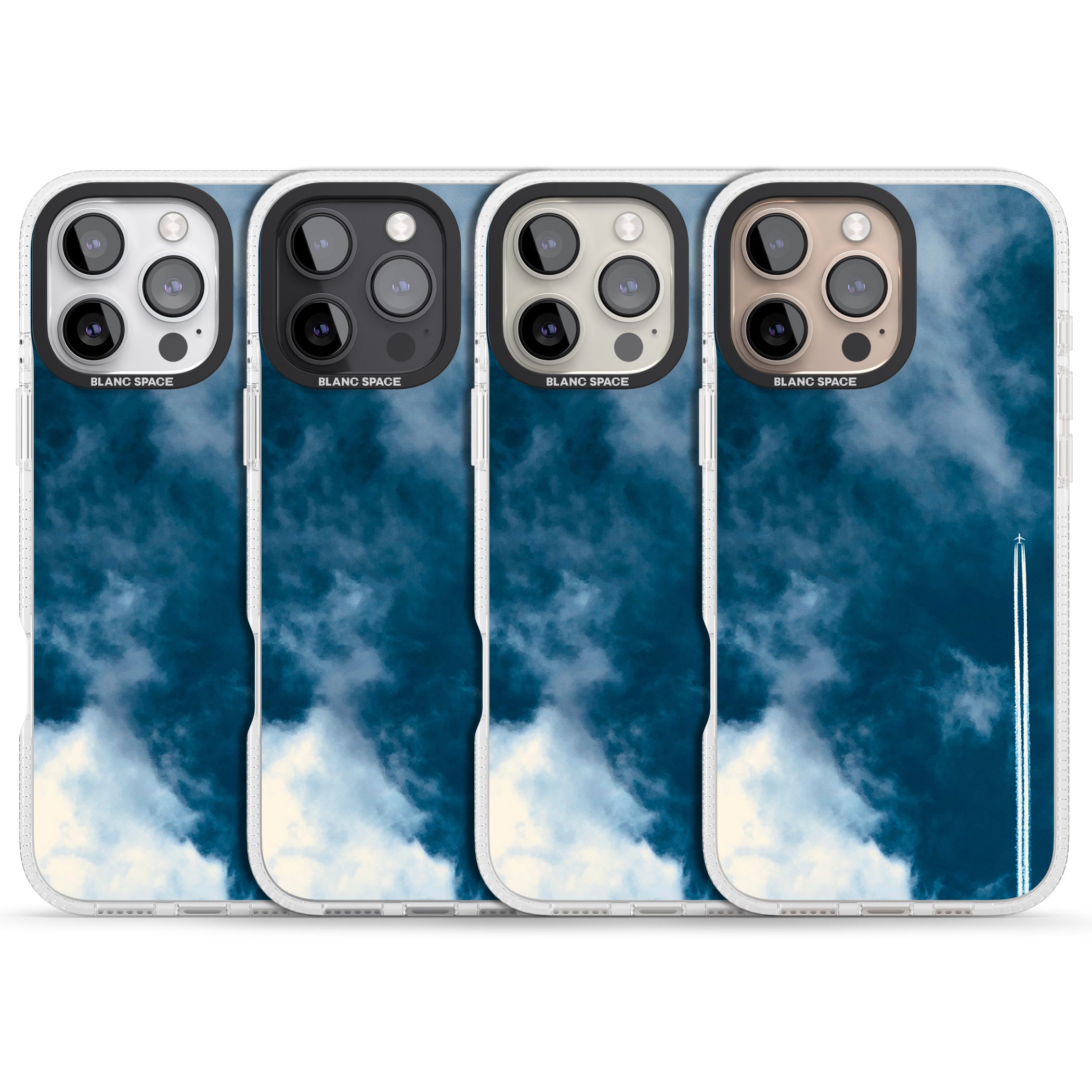 Plane in Cloudy Sky Photograph iPhone 16 Pro Max / 16 Pro Clear Case Impact Air - Blanc Space