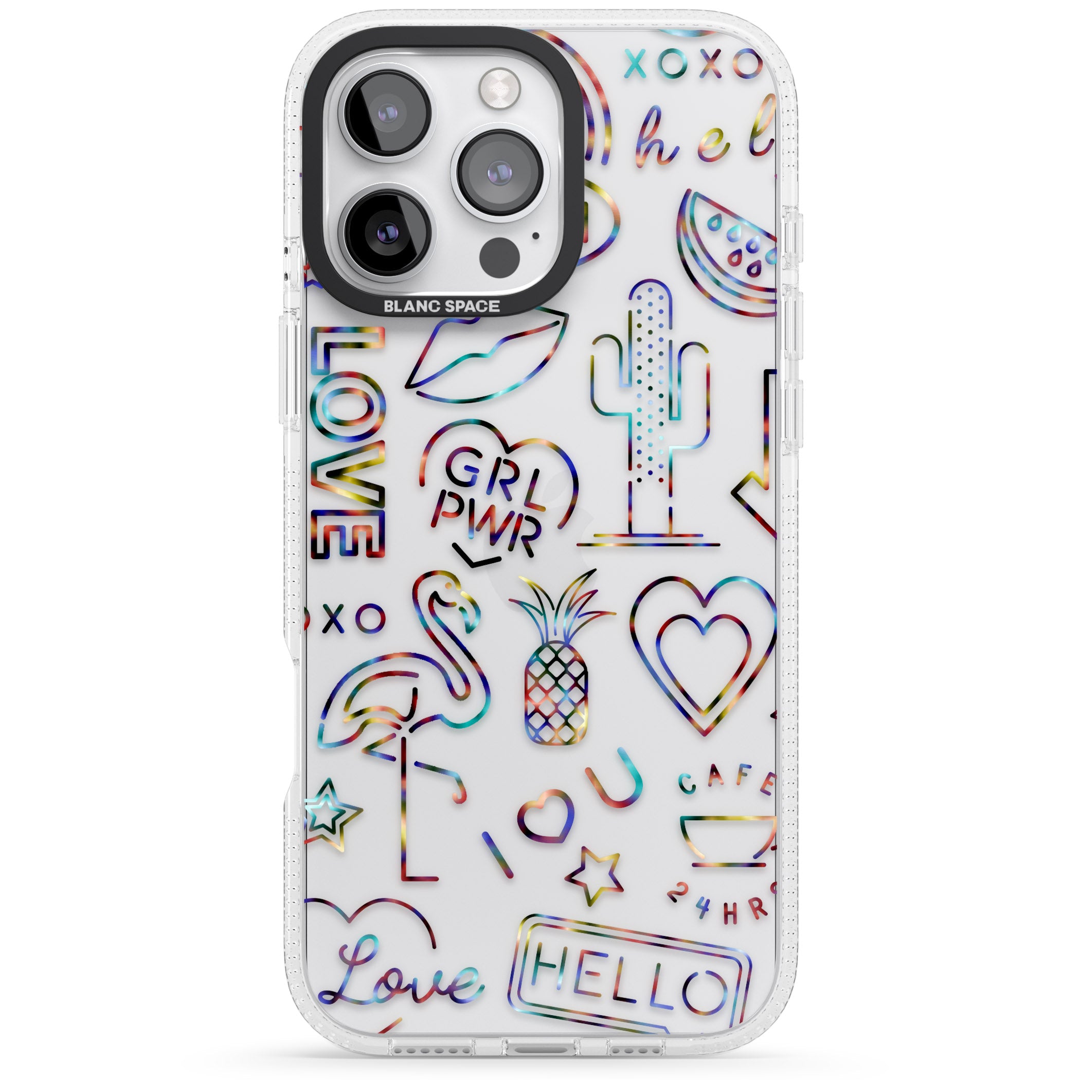 Funky nebula Neon Sign iPhone 16 Pro Max / 16 Pro Clear Case Impact Air - Blanc Space