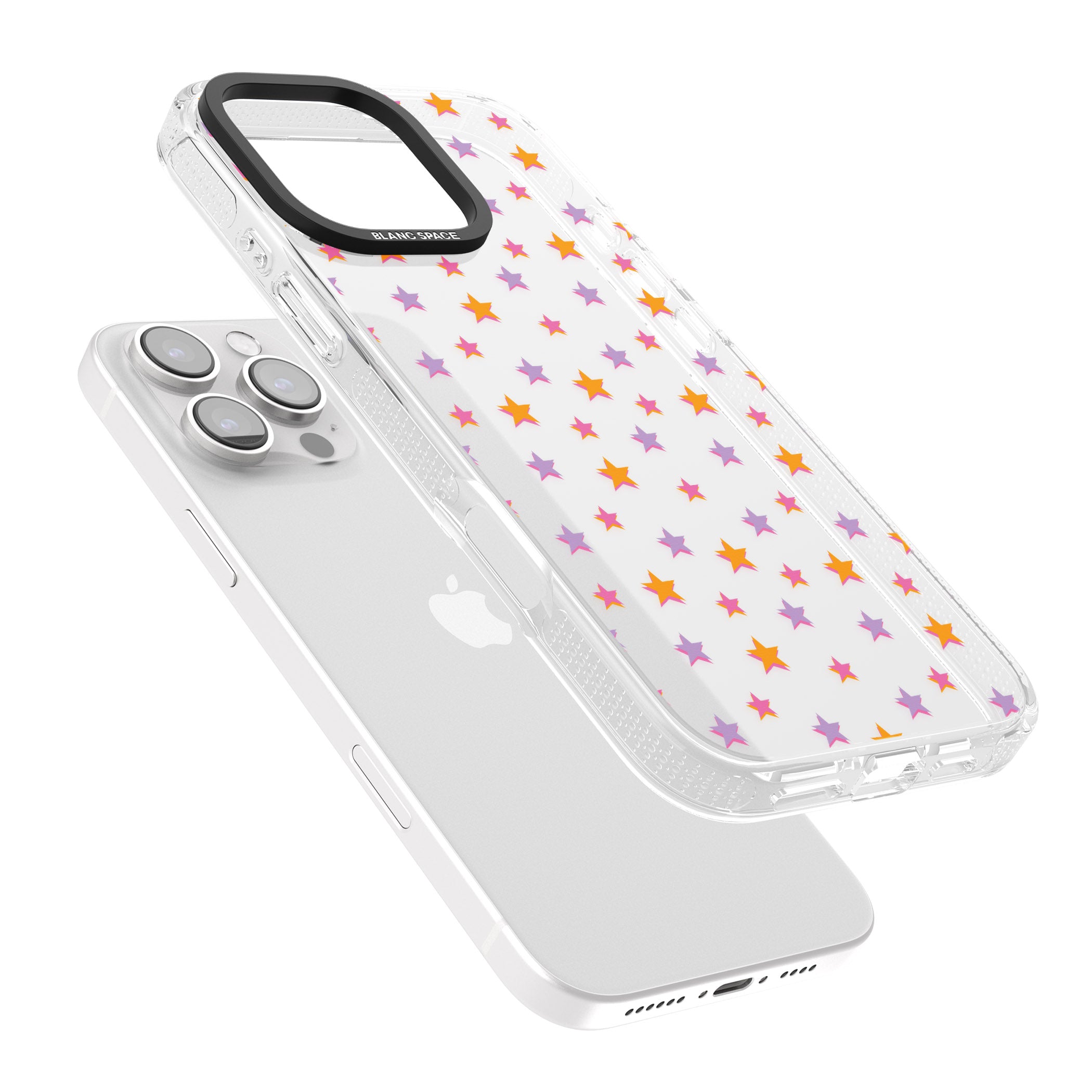 Spangling Stars Pattern iPhone 16 Pro Max / 16 Pro Clear Case Impact Air - Blanc Space