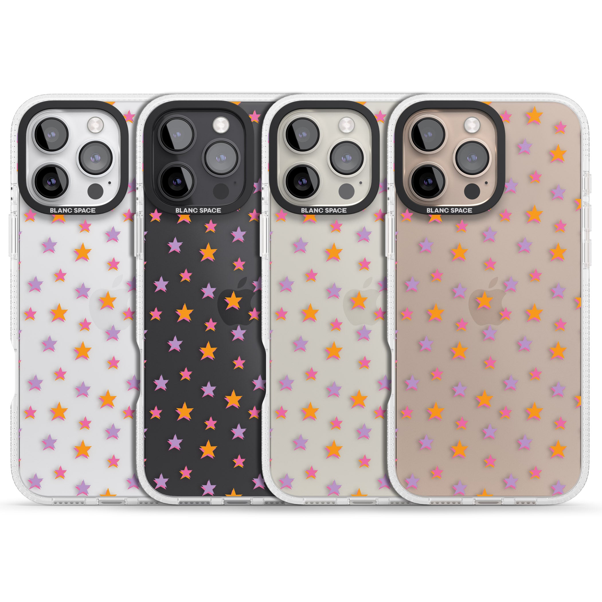 Spangling Stars Pattern iPhone 16 Pro Max / 16 Pro Clear Case Impact Air - Blanc Space