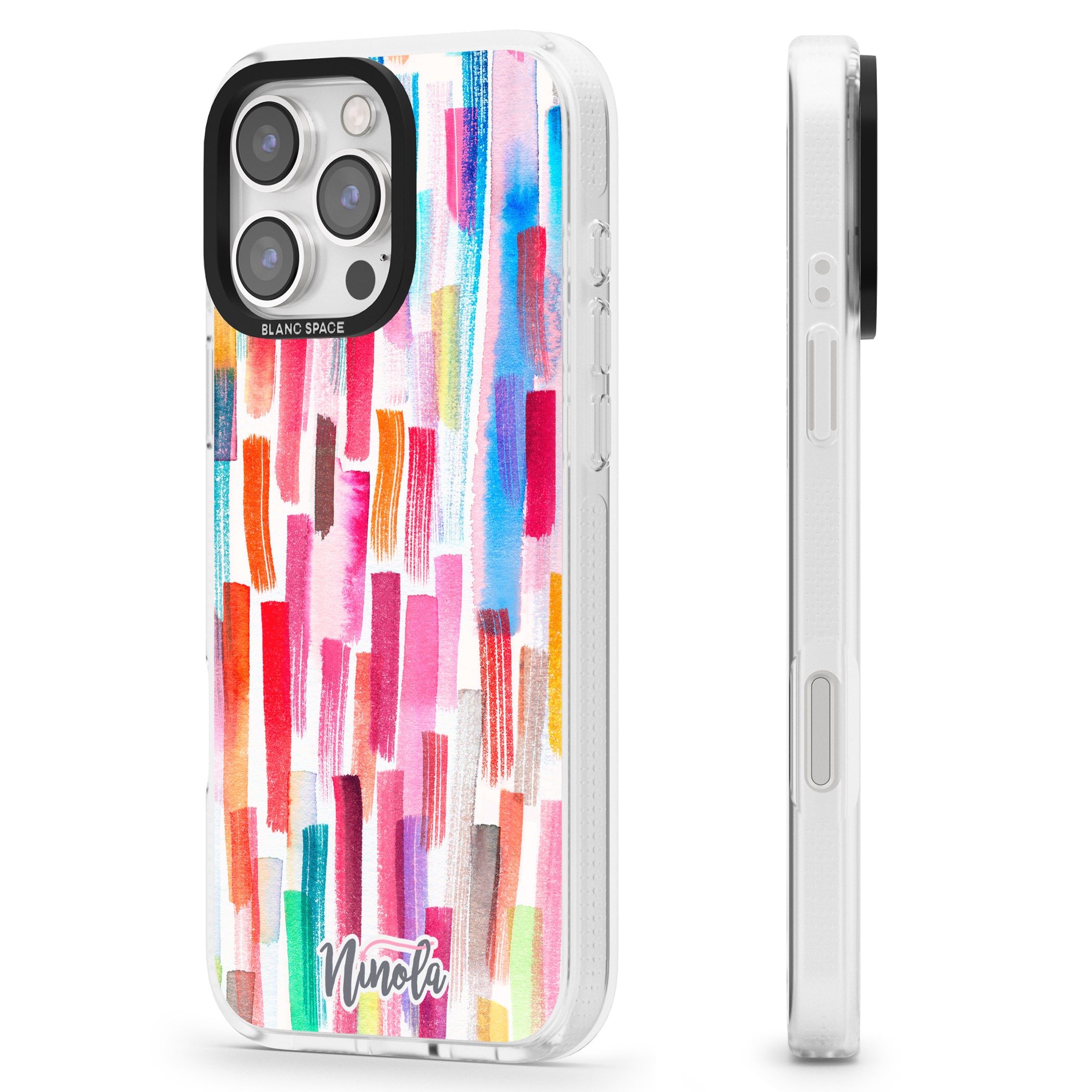 Colorful Brushstrokes iPhone 16 Pro Max / 16 Pro Clear Case Impact Air - Blanc Space