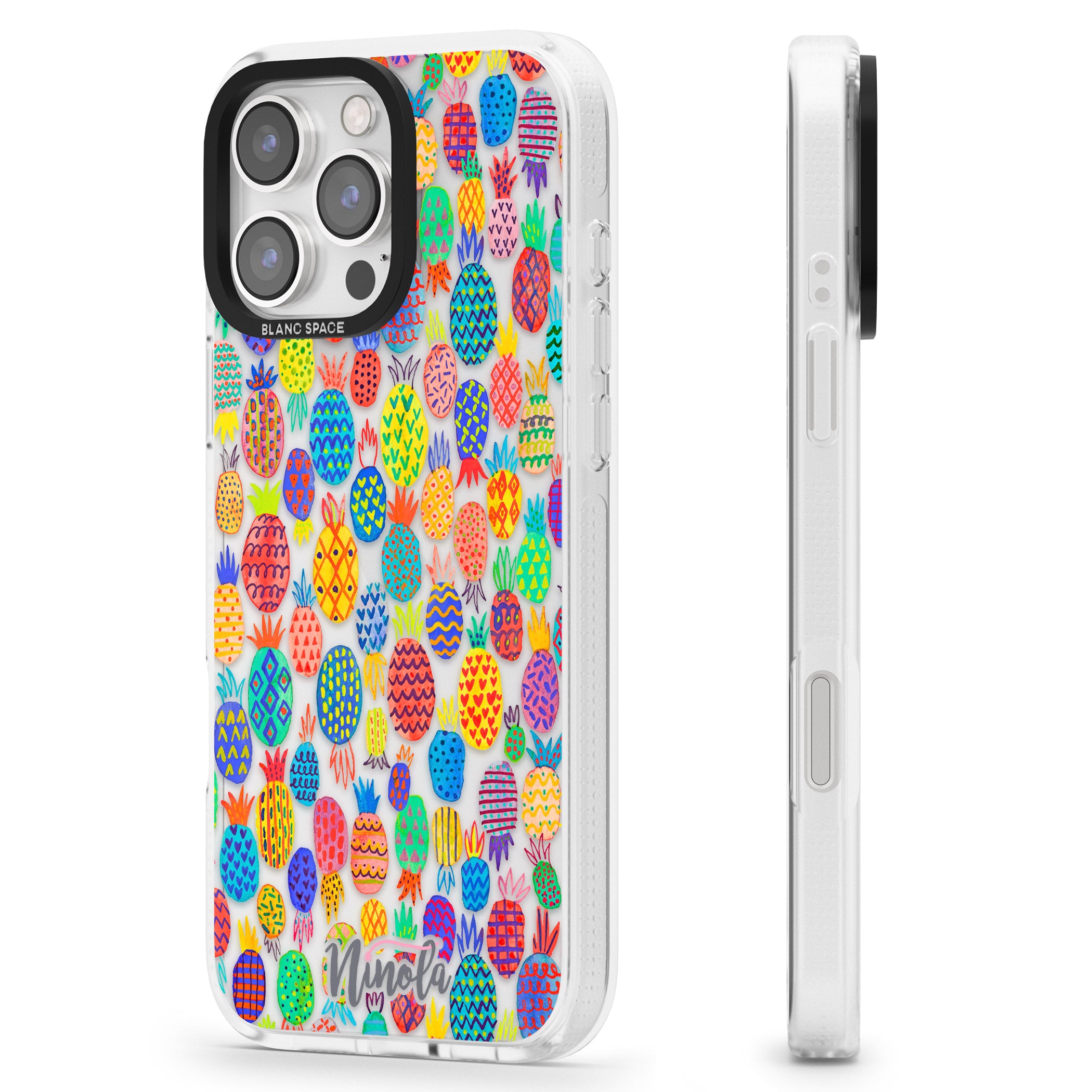 Cute Pineapples iPhone 16 Pro Max / 16 Pro Clear Case Impact Air - Blanc Space