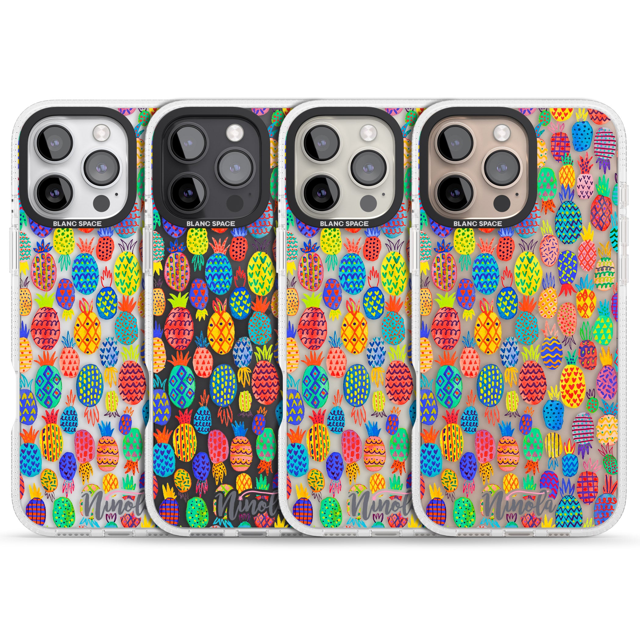 Cute Pineapples iPhone 16 Pro Max / 16 Pro Clear Case Impact Air - Blanc Space