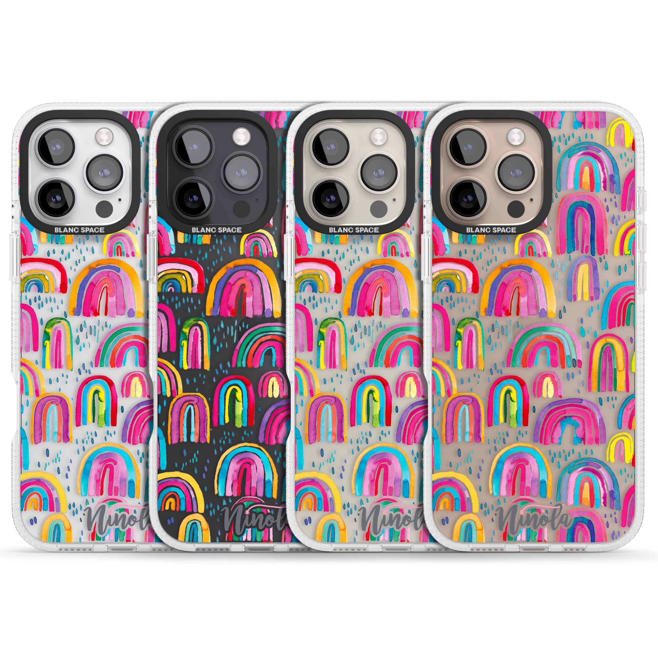Cute Watercolor Rainbows iPhone 16 Pro Max / 16 Pro Clear Case Impact Air - Blanc Space