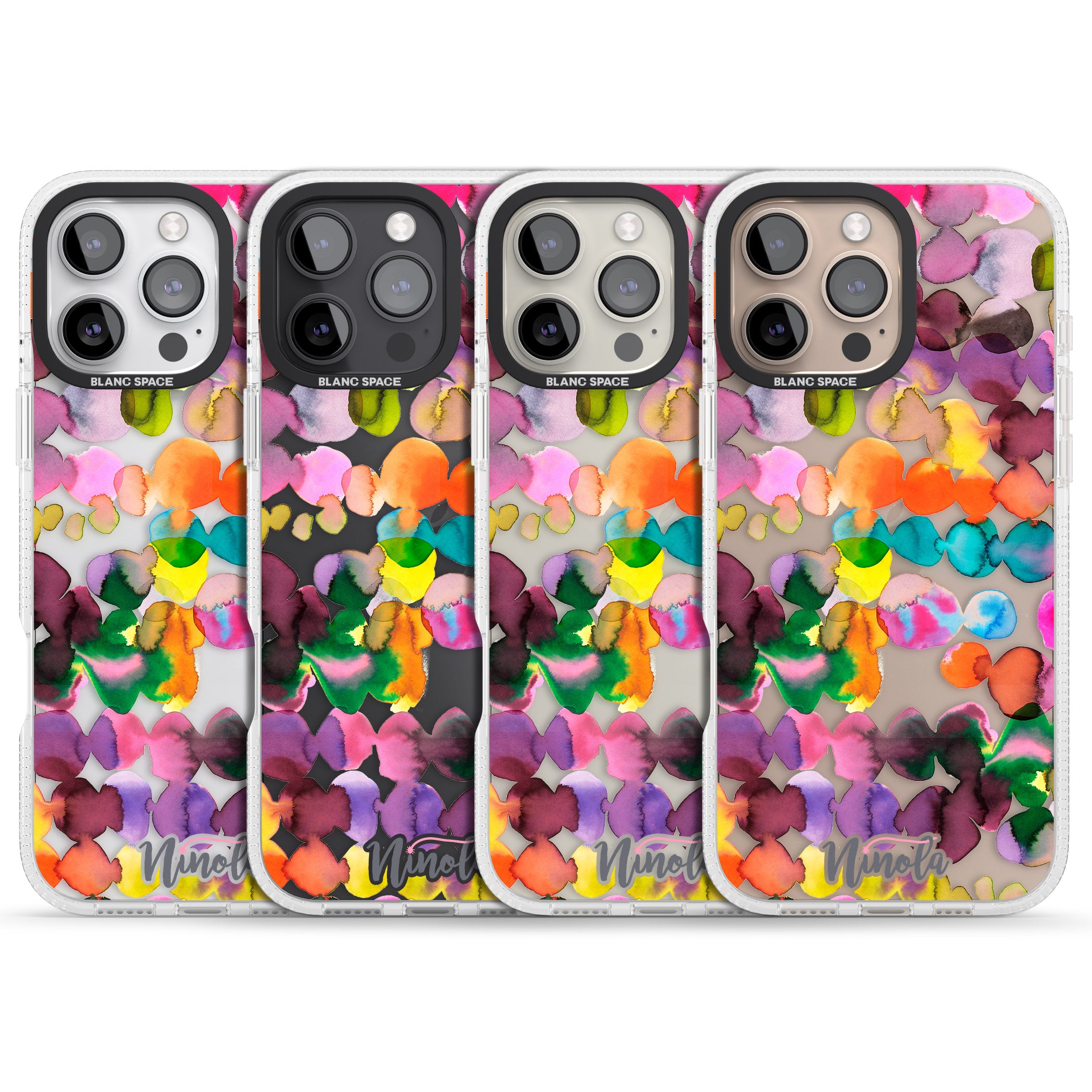 Ink Bleeding Dots iPhone 16 Pro Max / 16 Pro Clear Case Impact Air - Blanc Space