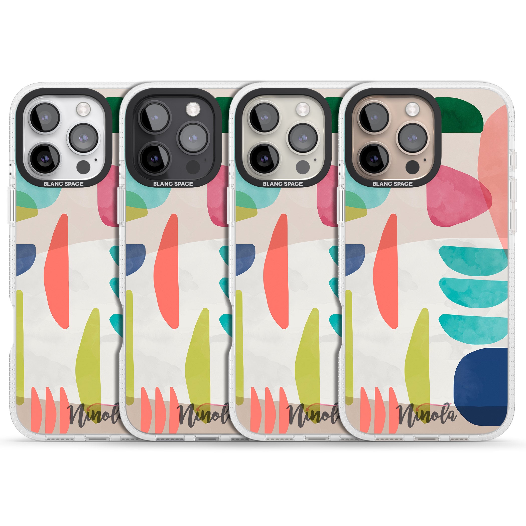 Organic Bold Shapes iPhone 16 Pro Max / 16 Pro Clear Case Impact Air - Blanc Space