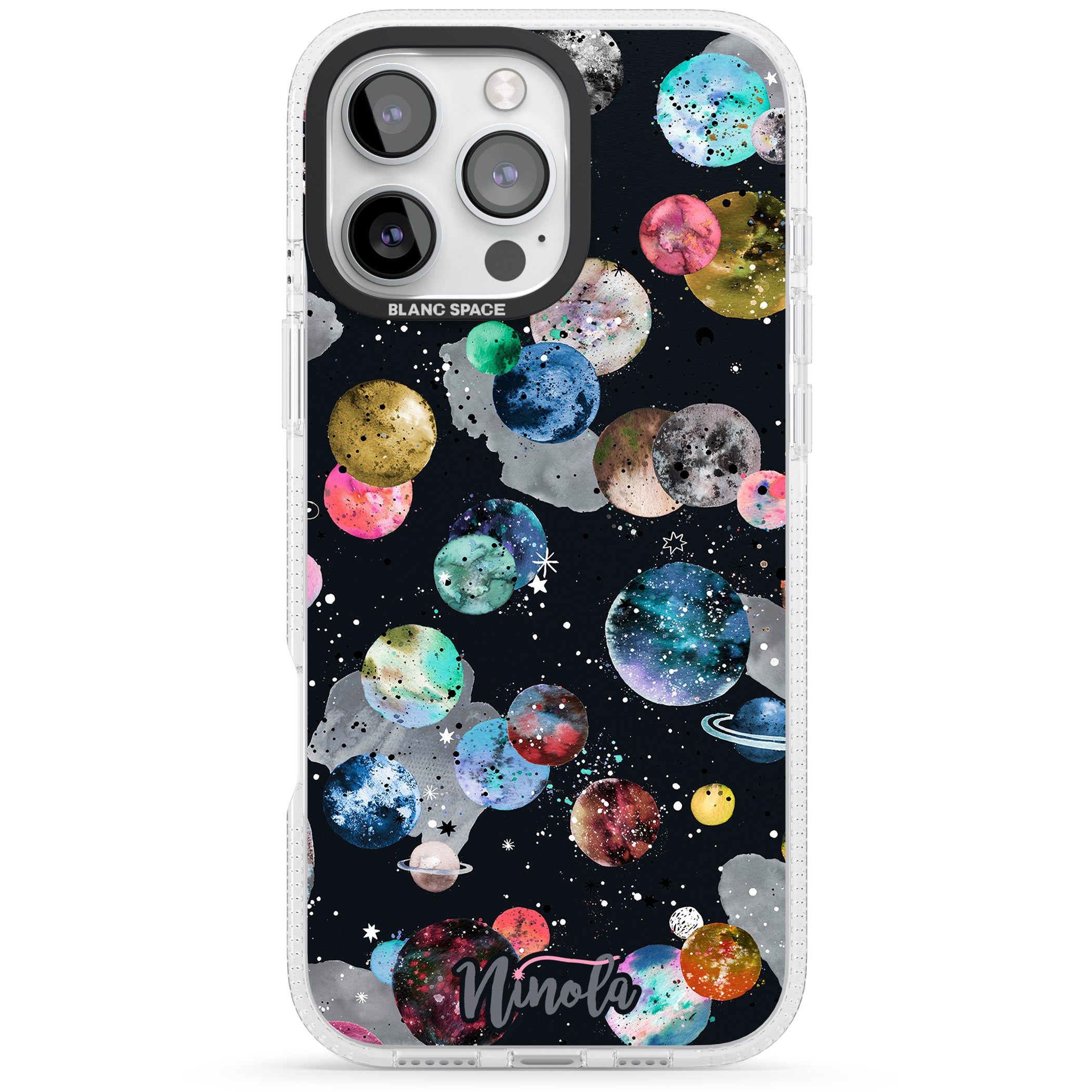 Space Planets iPhone 16 Pro Max / 16 Pro Clear Case Impact Air - Blanc Space