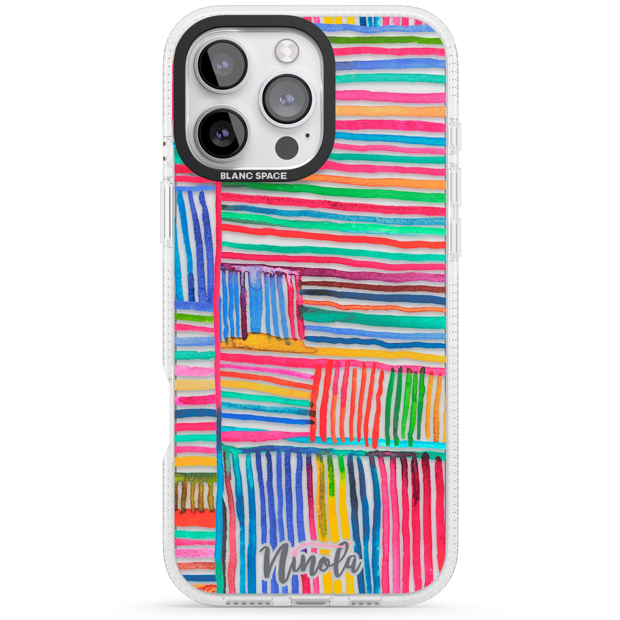 Watercolor Relaxing Lines iPhone 16 Pro Max / 16 Pro Clear Case Impact Air - Blanc Space